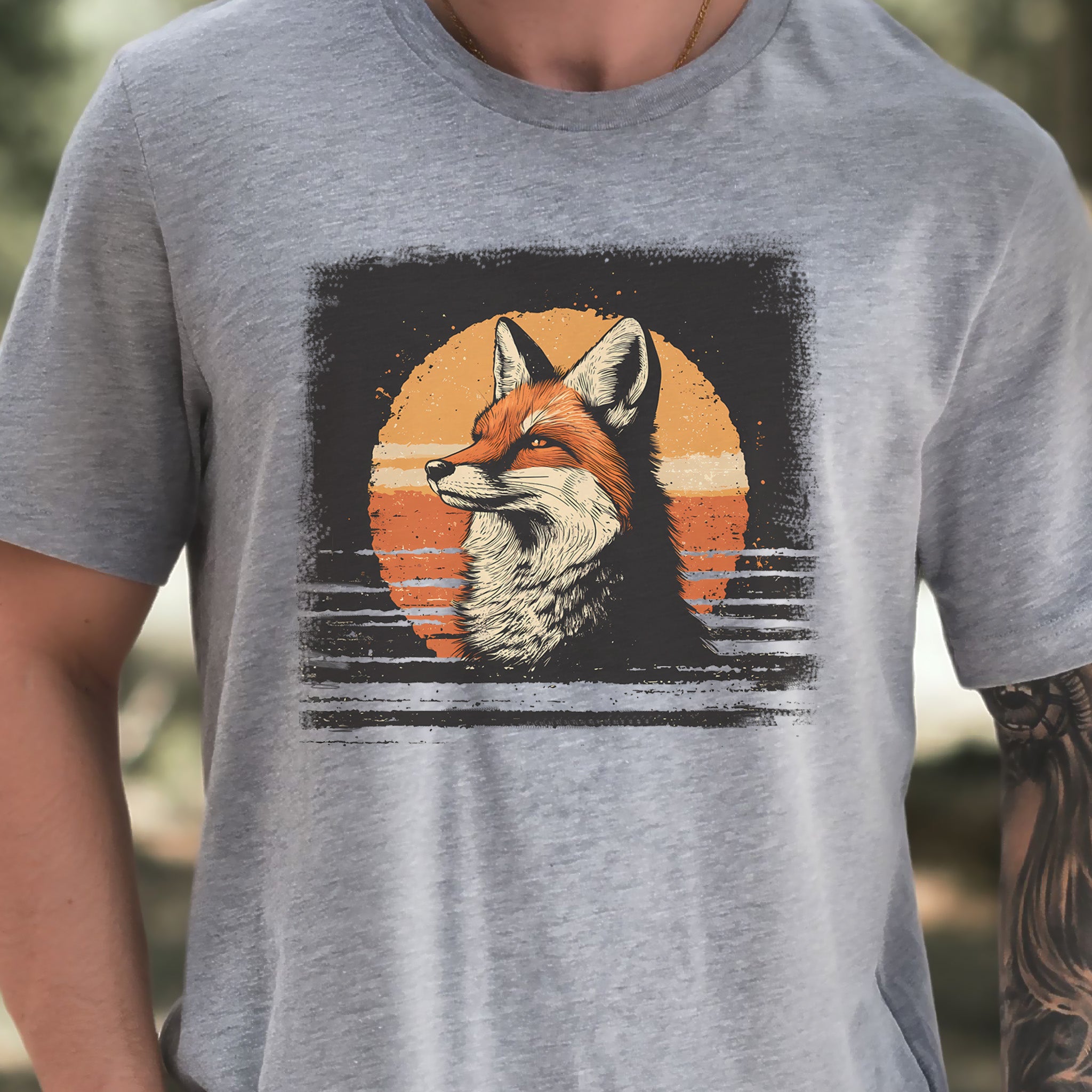 Fox Sunset Retro T-Shirt – Vintage Nature Vibes for Fox Lovers