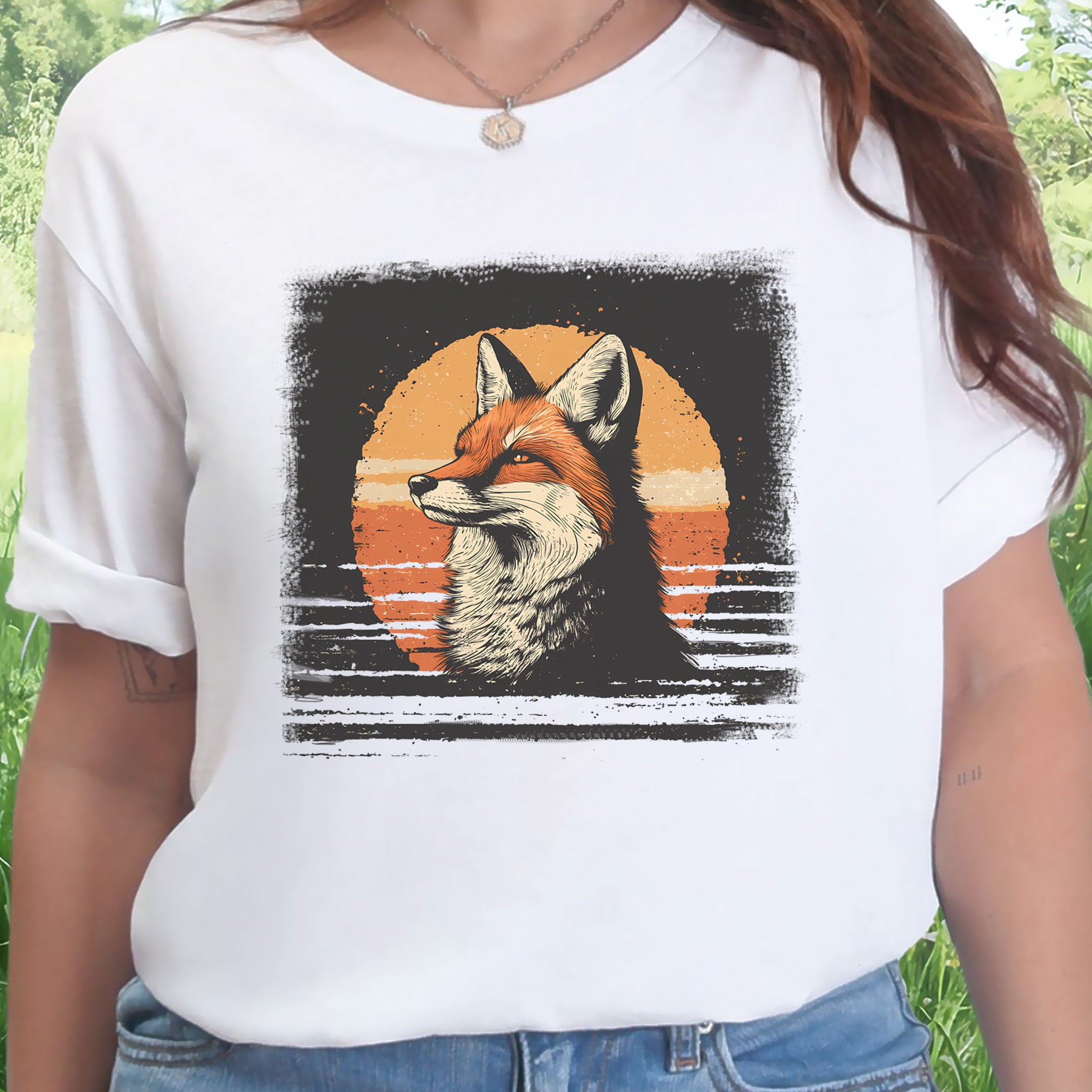 Fox Sunset Retro T-Shirt – Vintage Nature Vibes for Fox Lovers