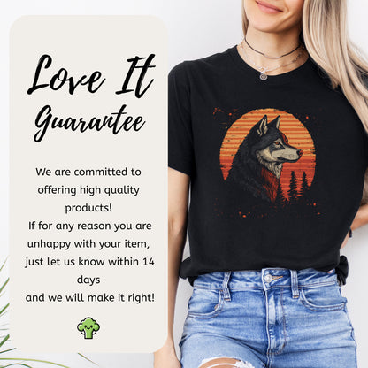 Retro Wolf & Forest Sunset T-Shirt