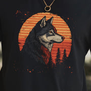 Retro Wolf & Forest Sunset T-Shirt