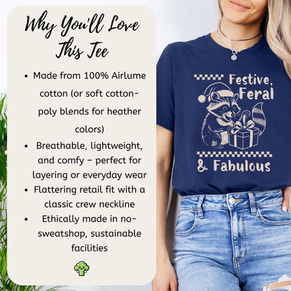 Festive Feral & Fabulous Raccoon T-Shirt – Funny Christmas Gift Tee