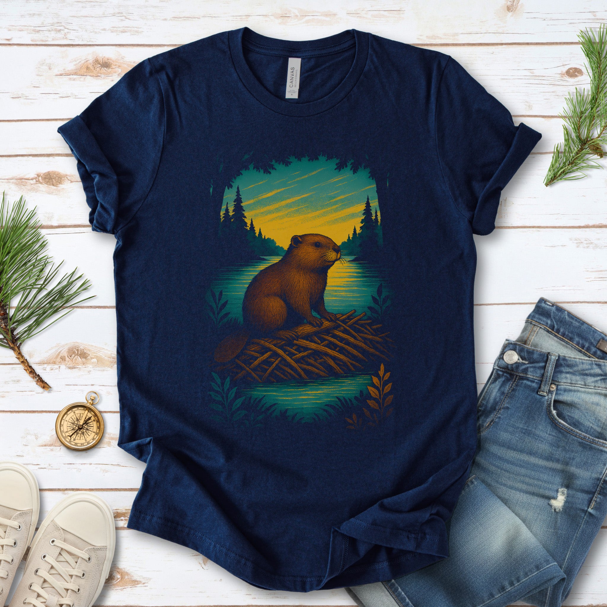 Beaver Spirit Animal T-Shirt – Sunset Dam Builder Vibes