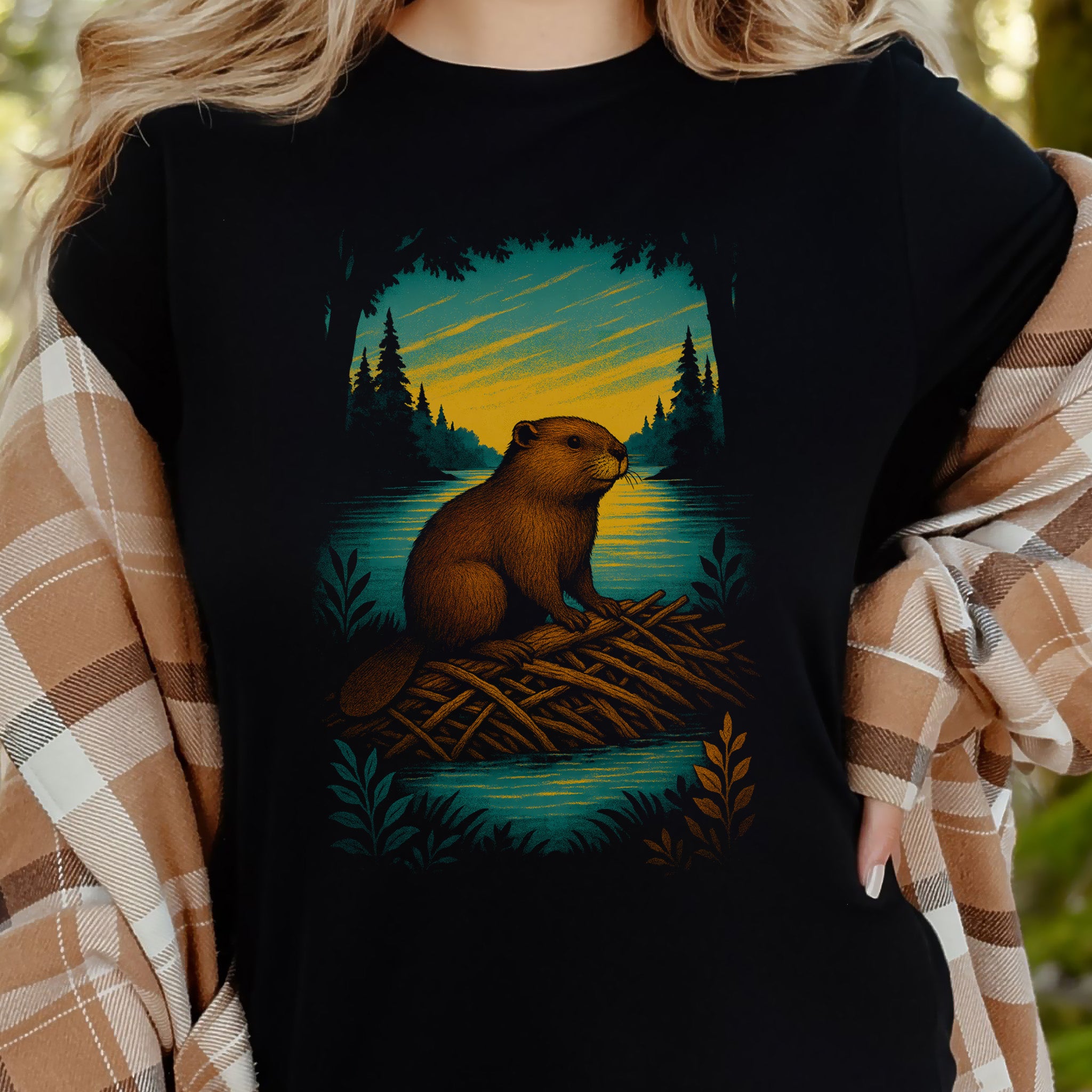Beaver Spirit Animal T-Shirt – Sunset Dam Builder Vibes