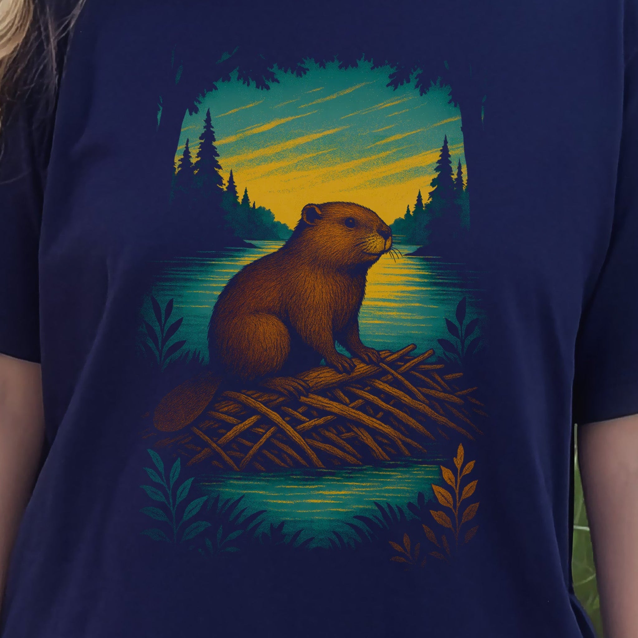 Beaver Spirit Animal T-Shirt – Sunset Dam Builder Vibes