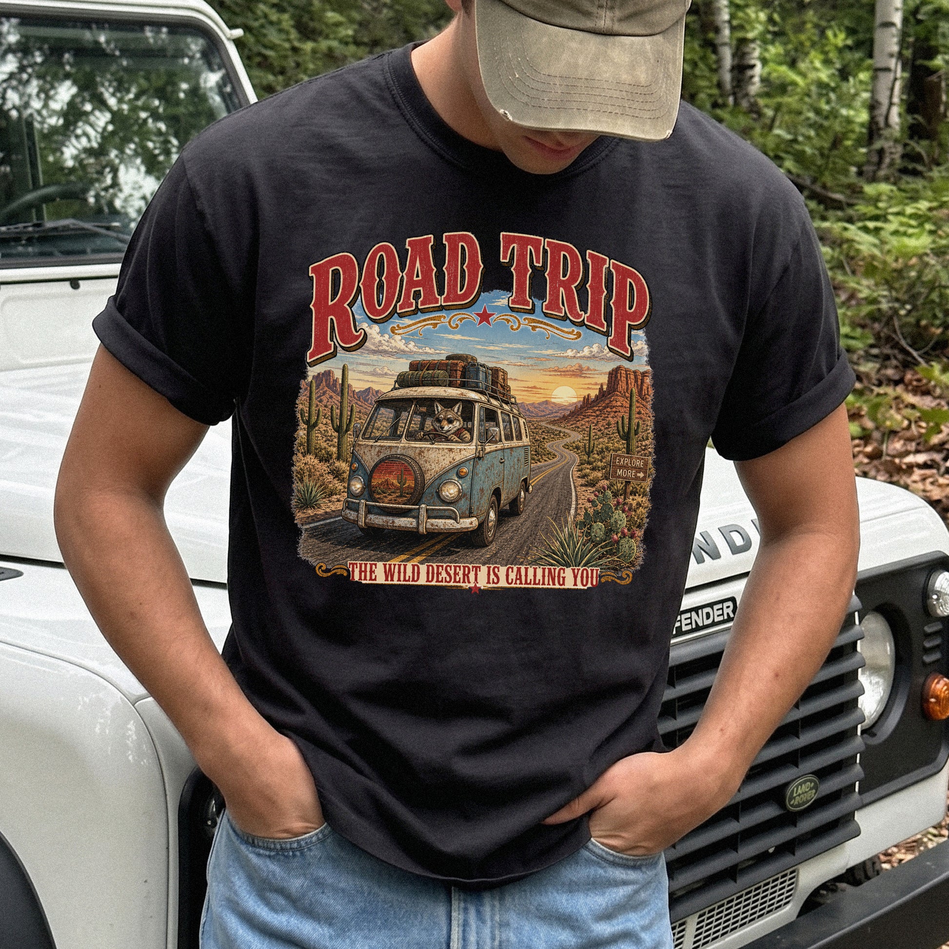 Road Trip The Wild Desert Is Calling You Comfort Colors Shirt – Retro Desert Van Tee