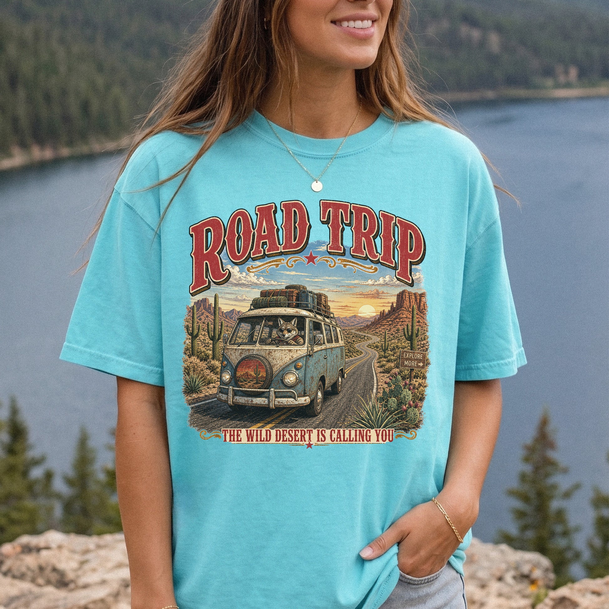 Road Trip The Wild Desert Is Calling You Comfort Colors Shirt – Retro Desert Van Tee