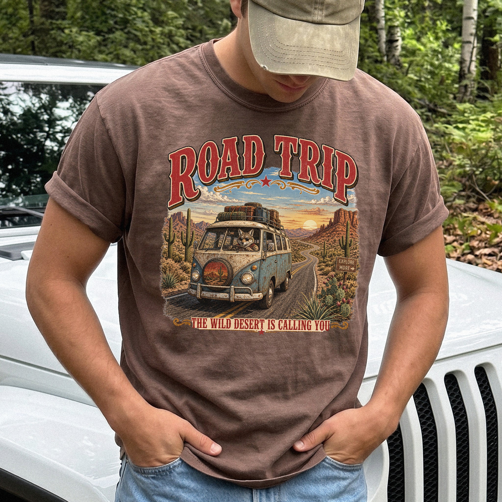 Road Trip The Wild Desert Is Calling You Comfort Colors Shirt – Retro Desert Van Tee