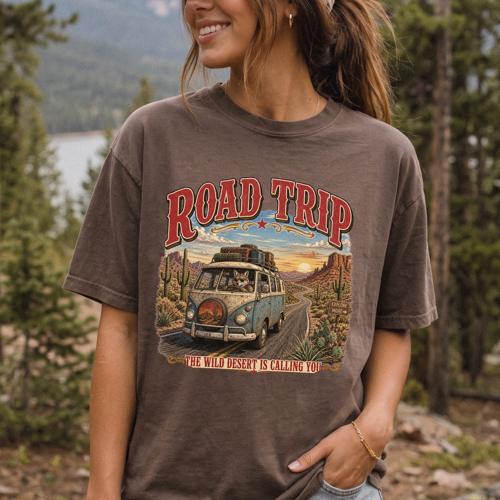 Road Trip The Wild Desert Is Calling You Comfort Colors Shirt – Retro Desert Van Tee