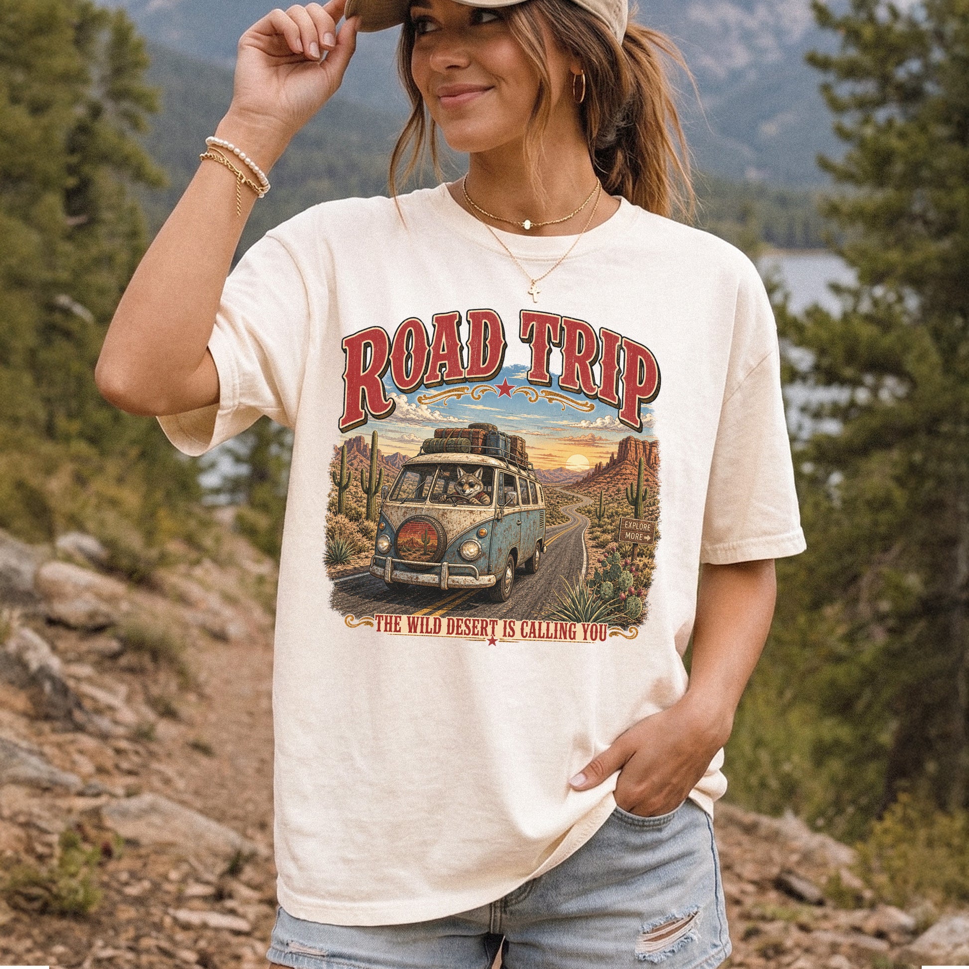 Road Trip The Wild Desert Is Calling You Comfort Colors Shirt – Retro Desert Van Tee