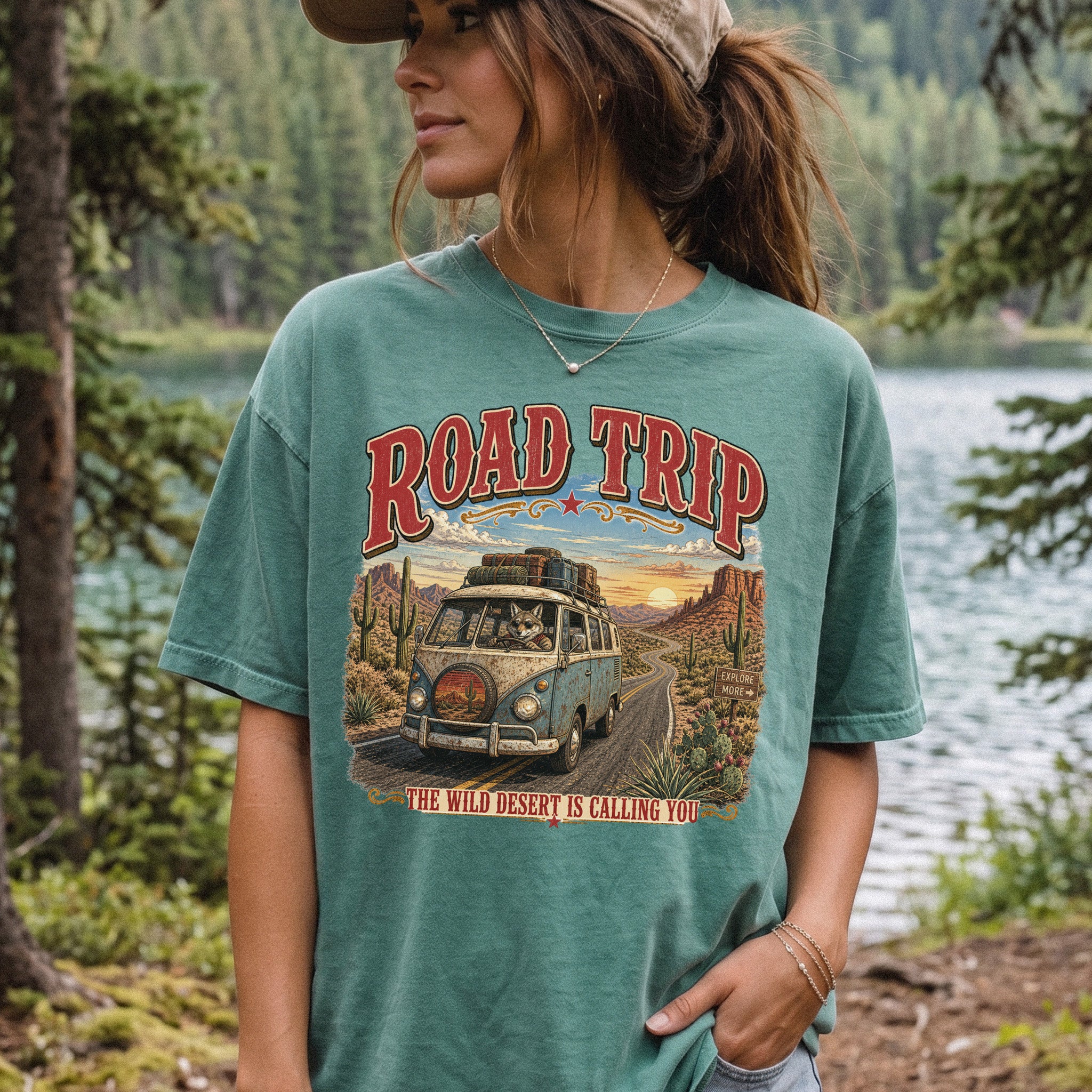 Road Trip The Wild Desert Is Calling You Comfort Colors Shirt – Retro Desert Van Tee