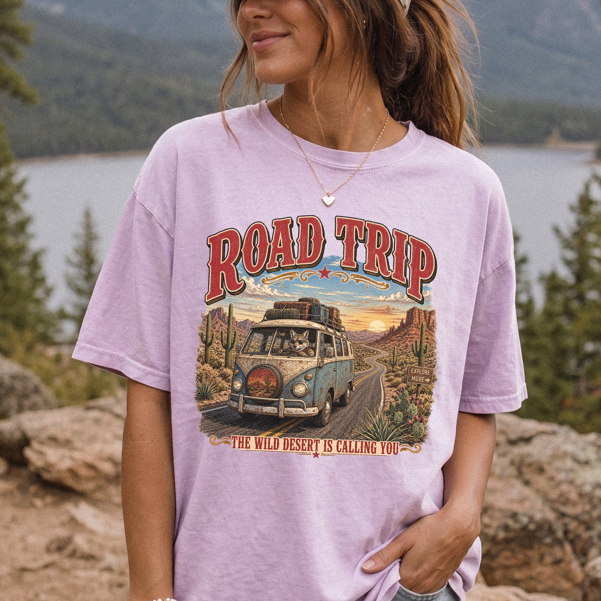 Road Trip The Wild Desert Is Calling You Comfort Colors Shirt – Retro Desert Van Tee