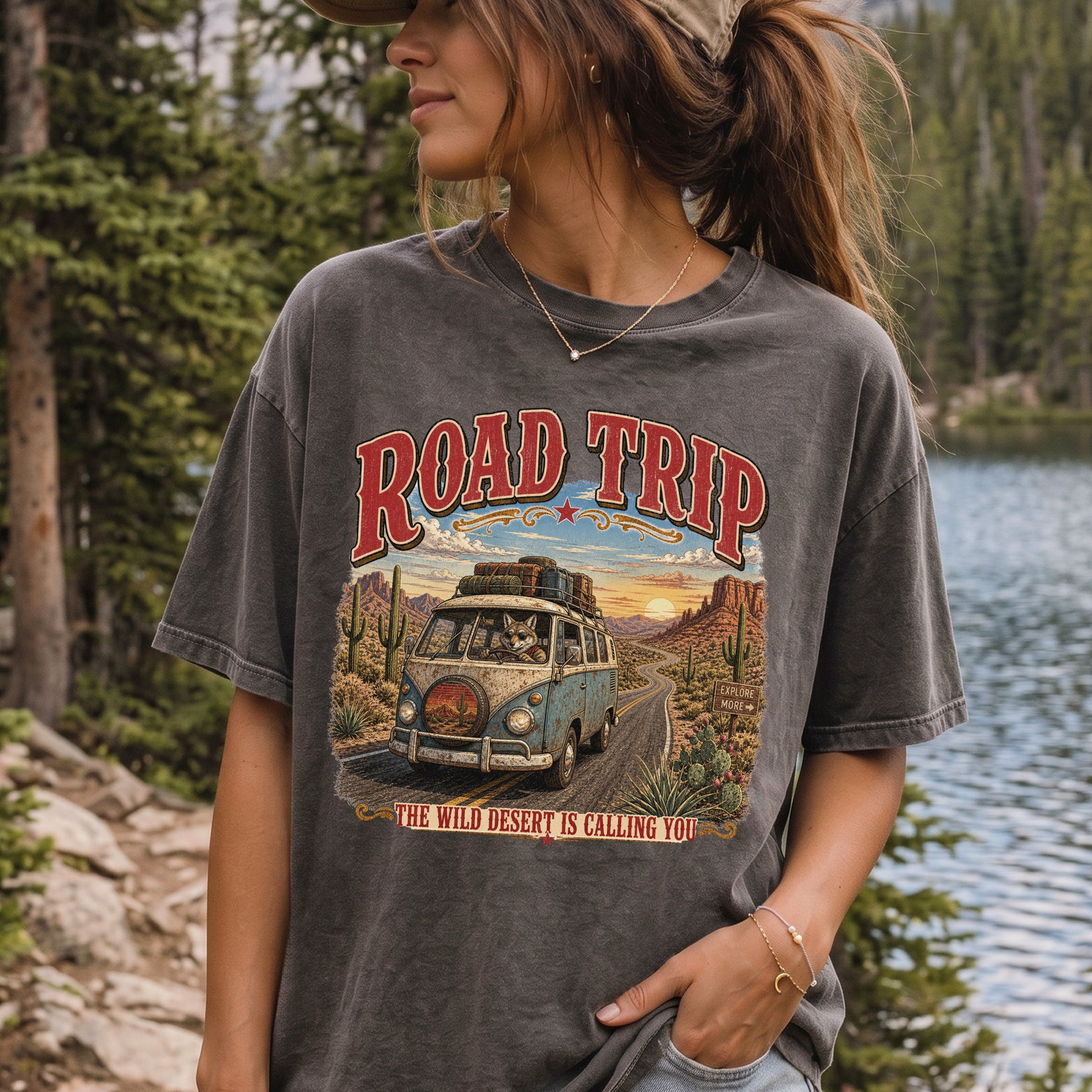 Road Trip The Wild Desert Is Calling You Comfort Colors Shirt – Retro Desert Van Tee