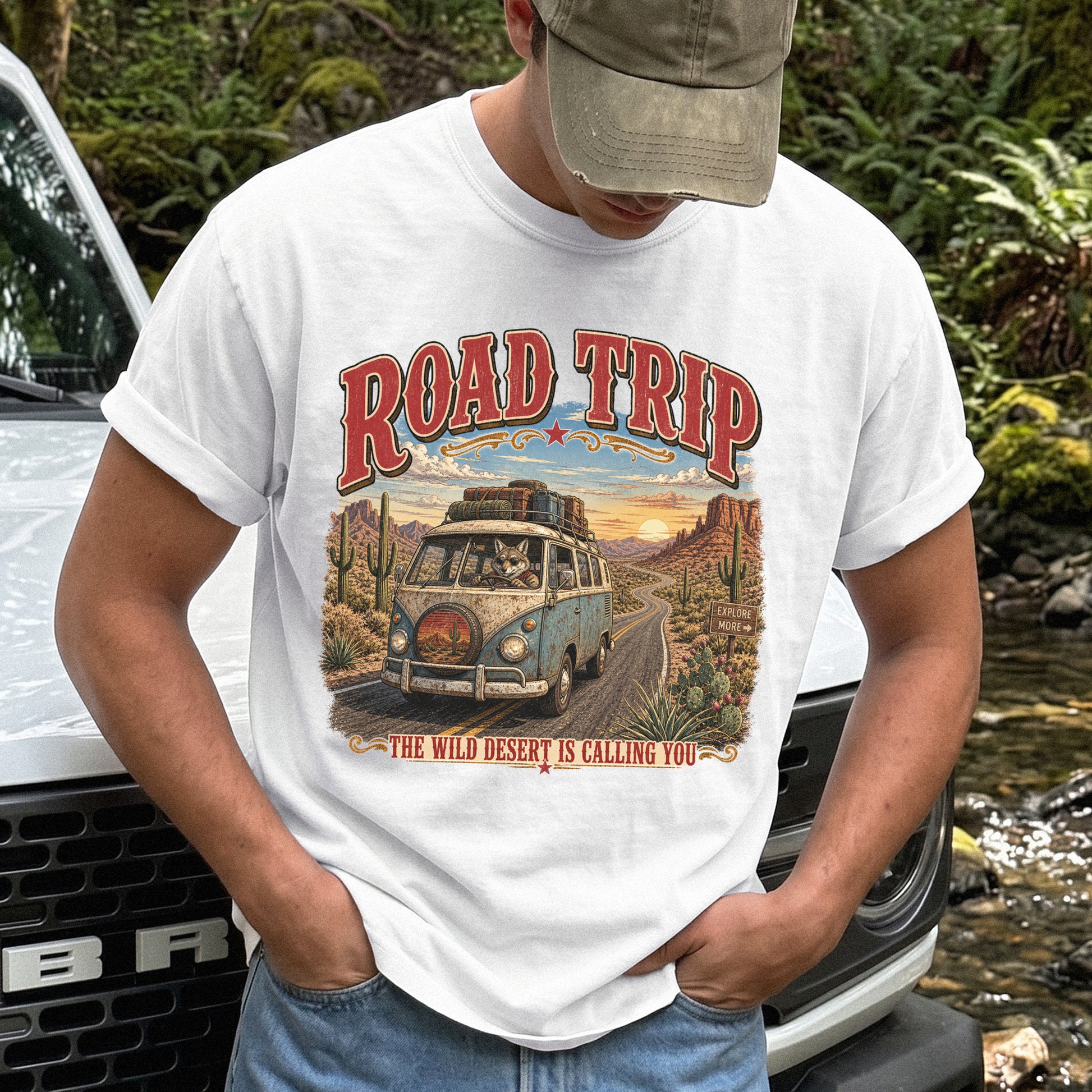 Road Trip The Wild Desert Is Calling You Comfort Colors Shirt – Retro Desert Van Tee