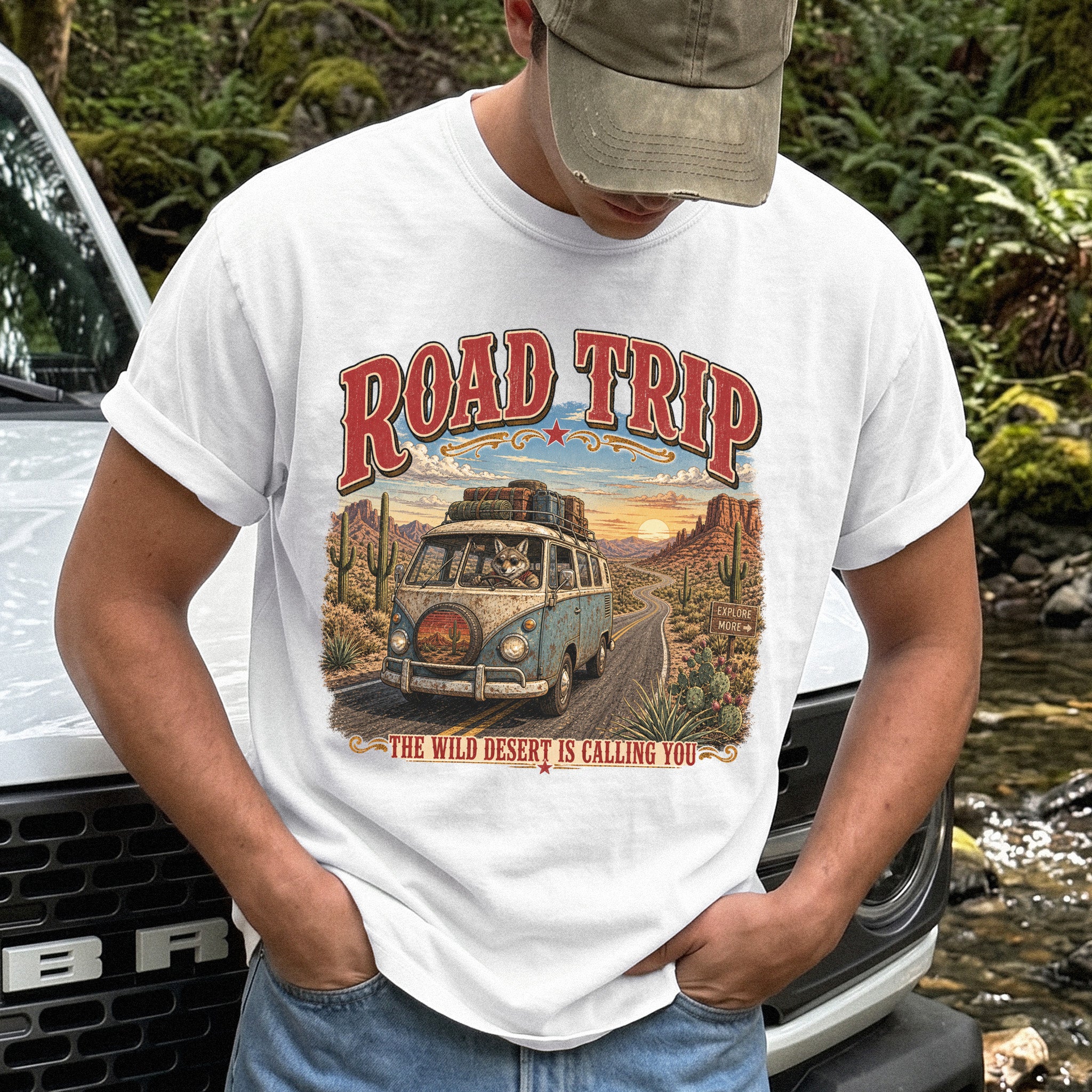 Road Trip The Wild Desert Is Calling You Comfort Colors Shirt – Retro Desert Van Tee