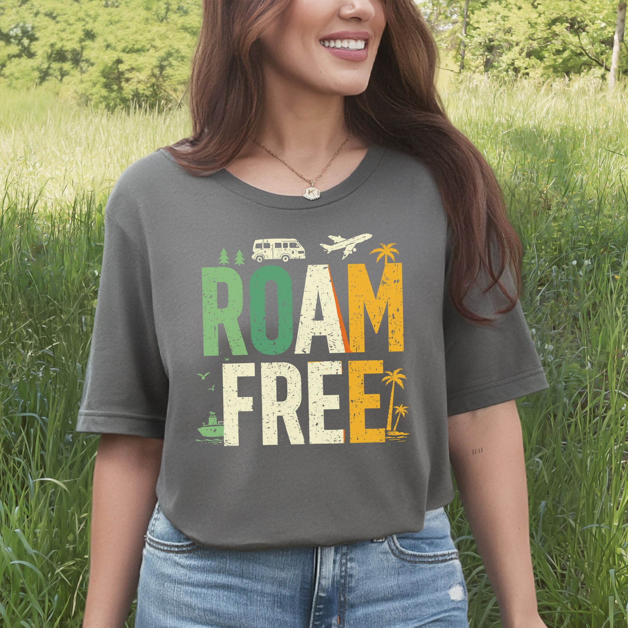 Roam Free Retro Travel Vanlife Wander Adventure T-Shirt