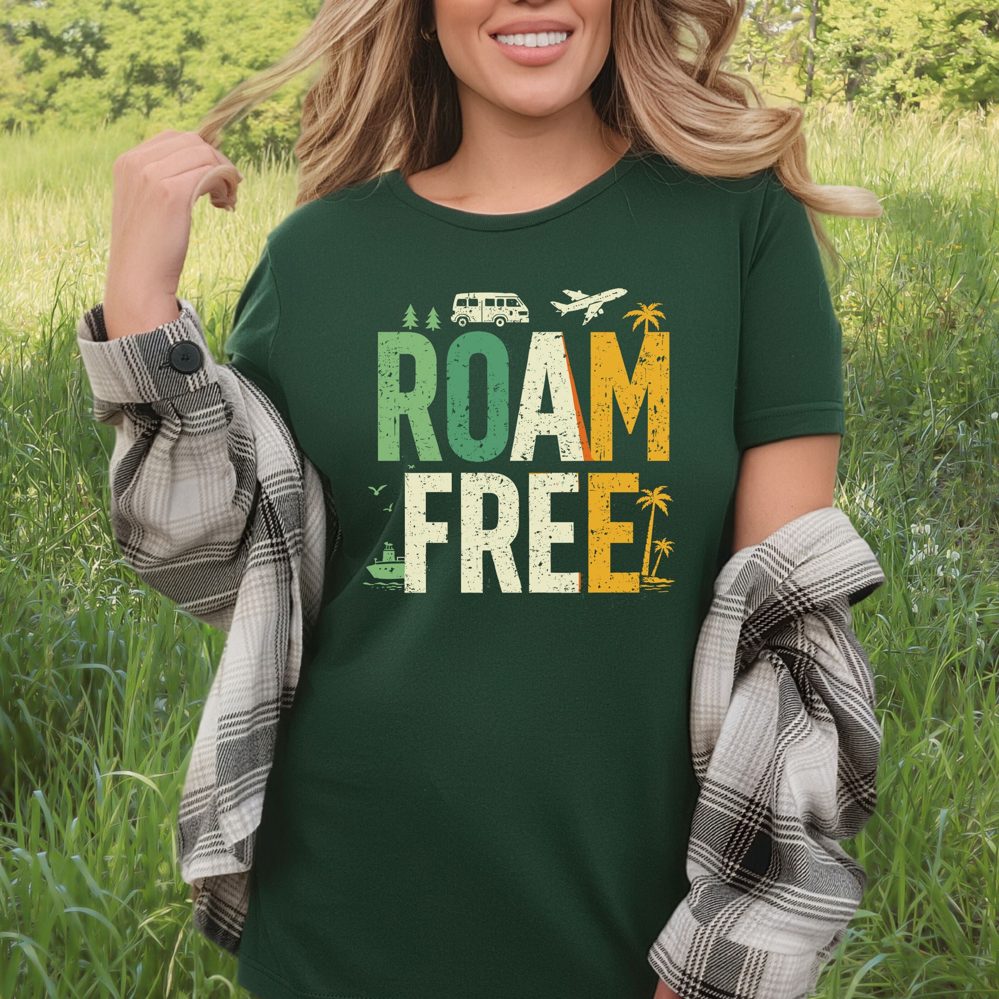 Roam Free Retro Travel Vanlife Wander Adventure T-Shirt