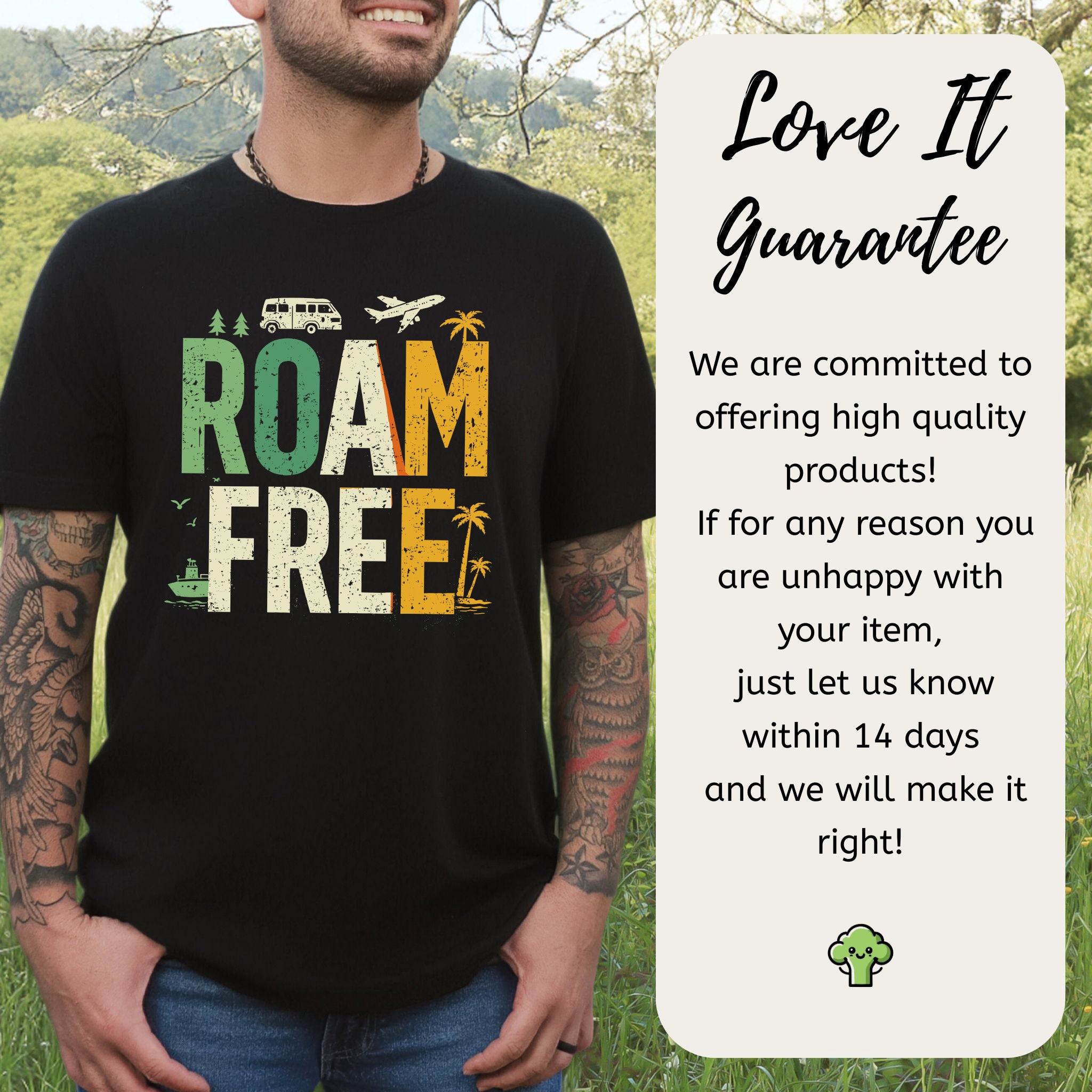 Roam Free Retro Travel Vanlife Wander Adventure T-Shirt