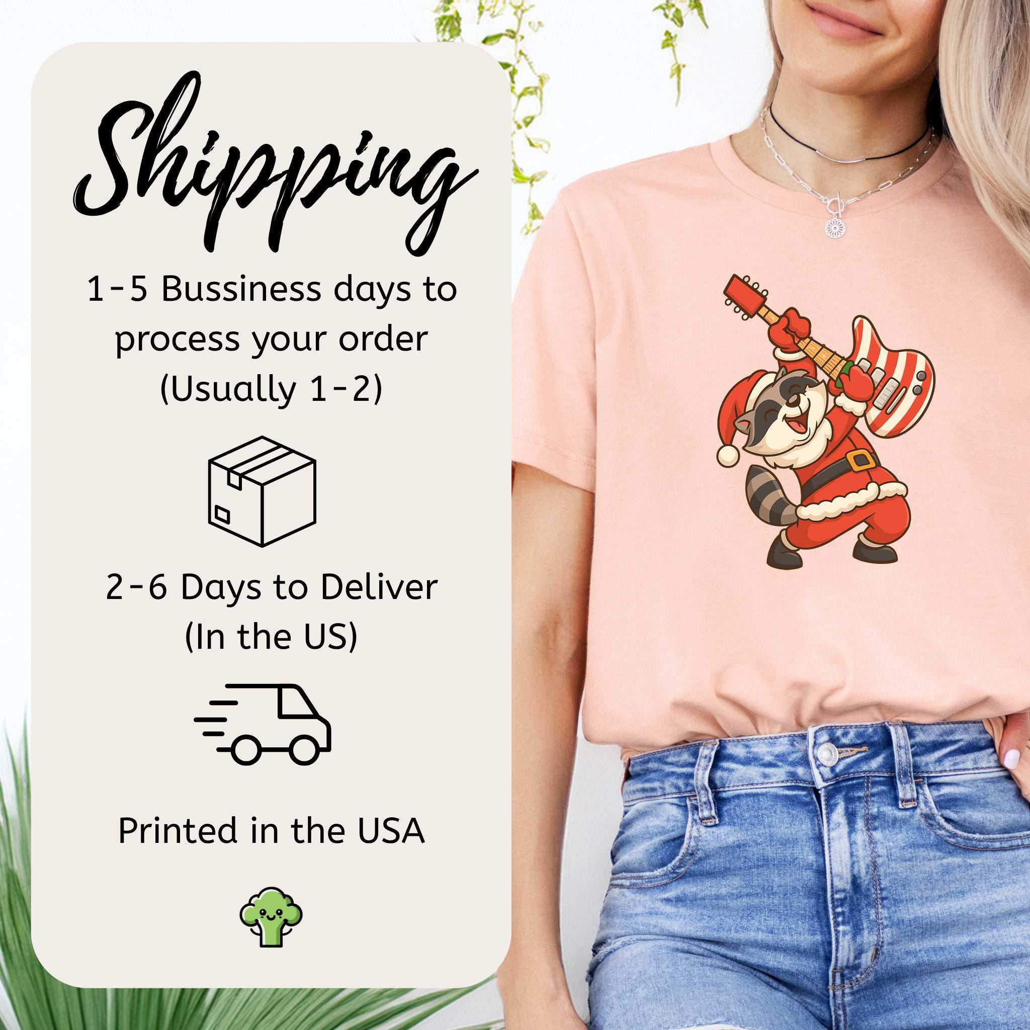 Rockin’ Santa Raccoon T-Shirt – Funny Guitar Lover Christmas Tee