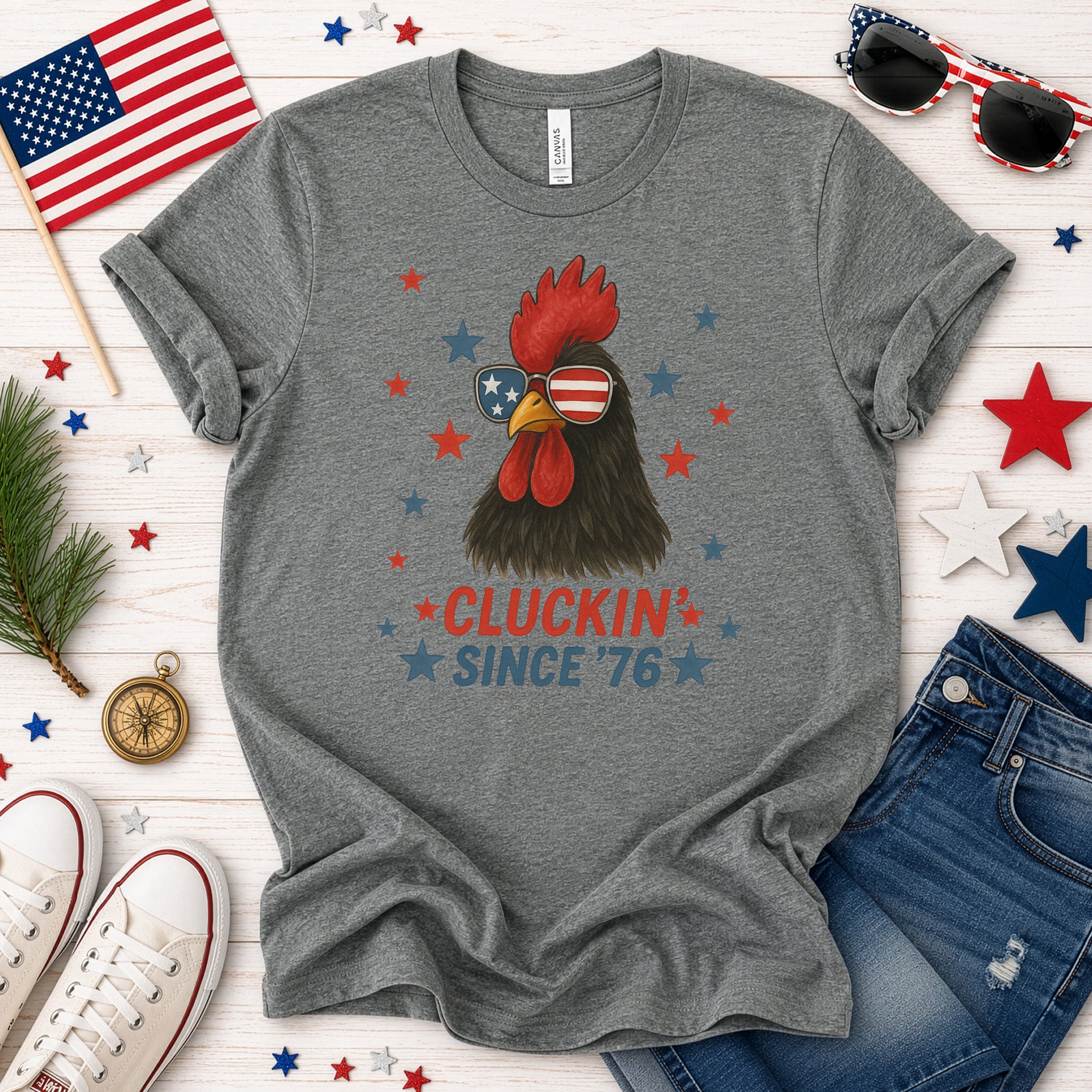 Cool Rooster 4th of July T-Shirt – USA Patriotic Tee