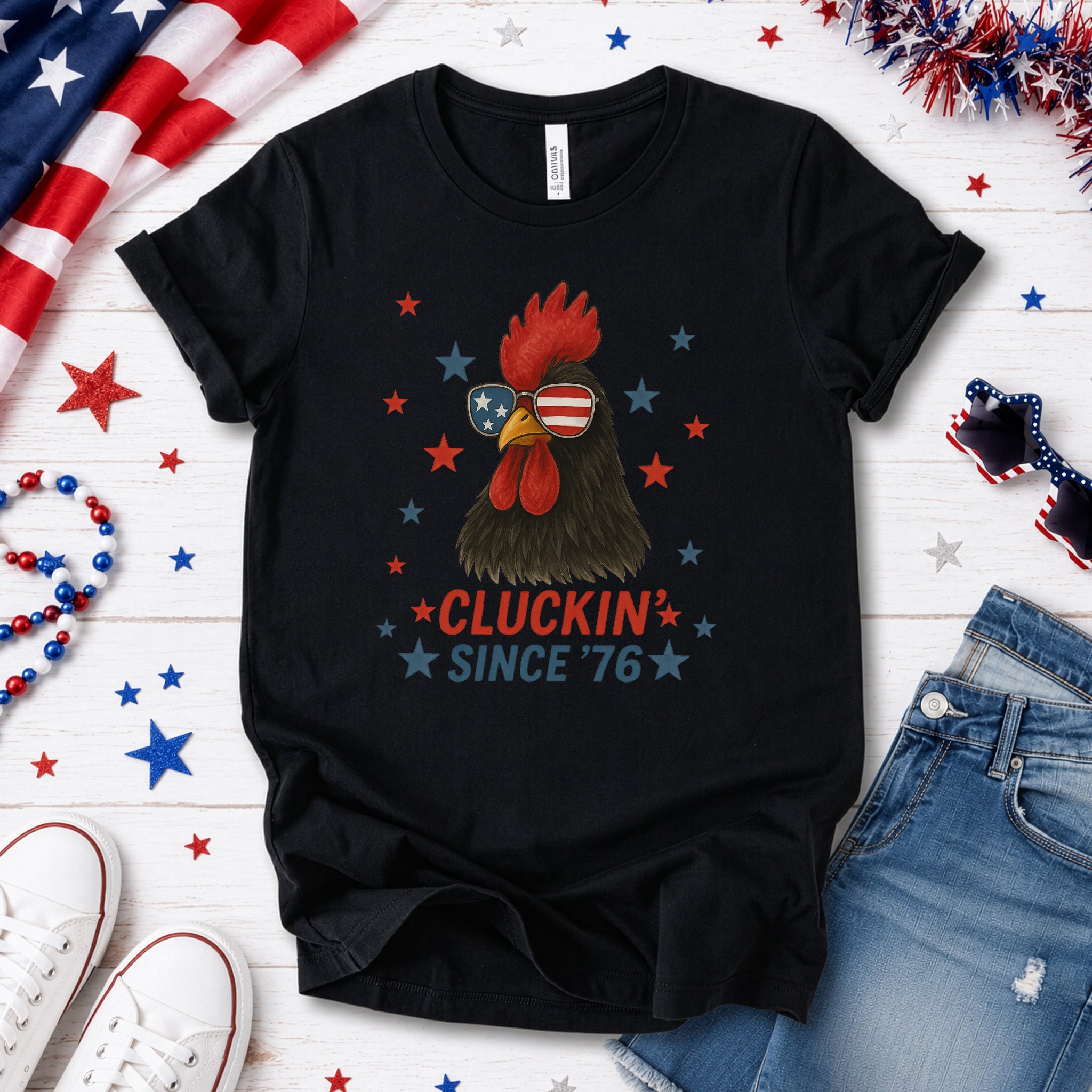 Cool Rooster 4th of July T-Shirt – USA Patriotic Tee