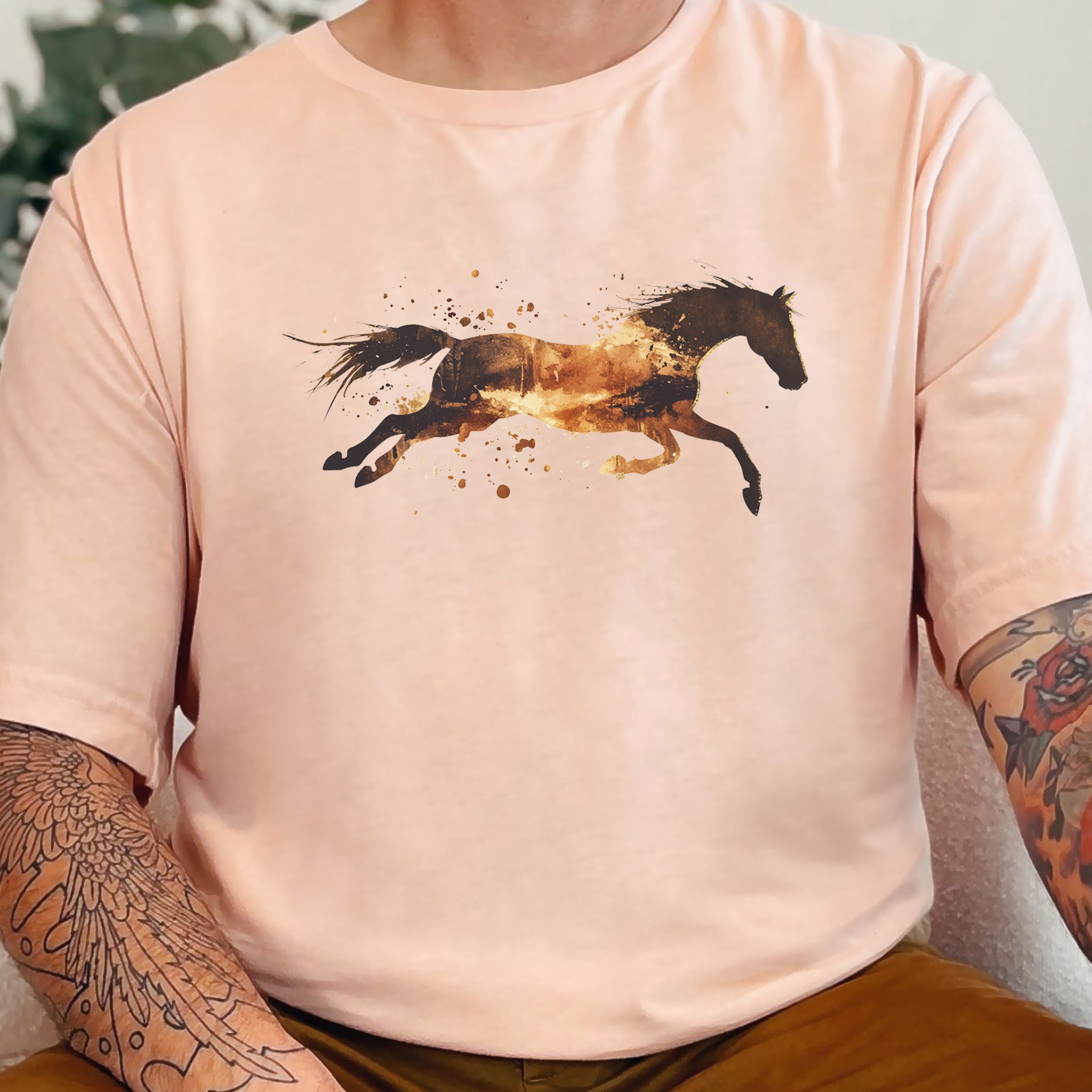 Watercolor Running Horse T-Shirt – Vintage Wild Mustang Tee