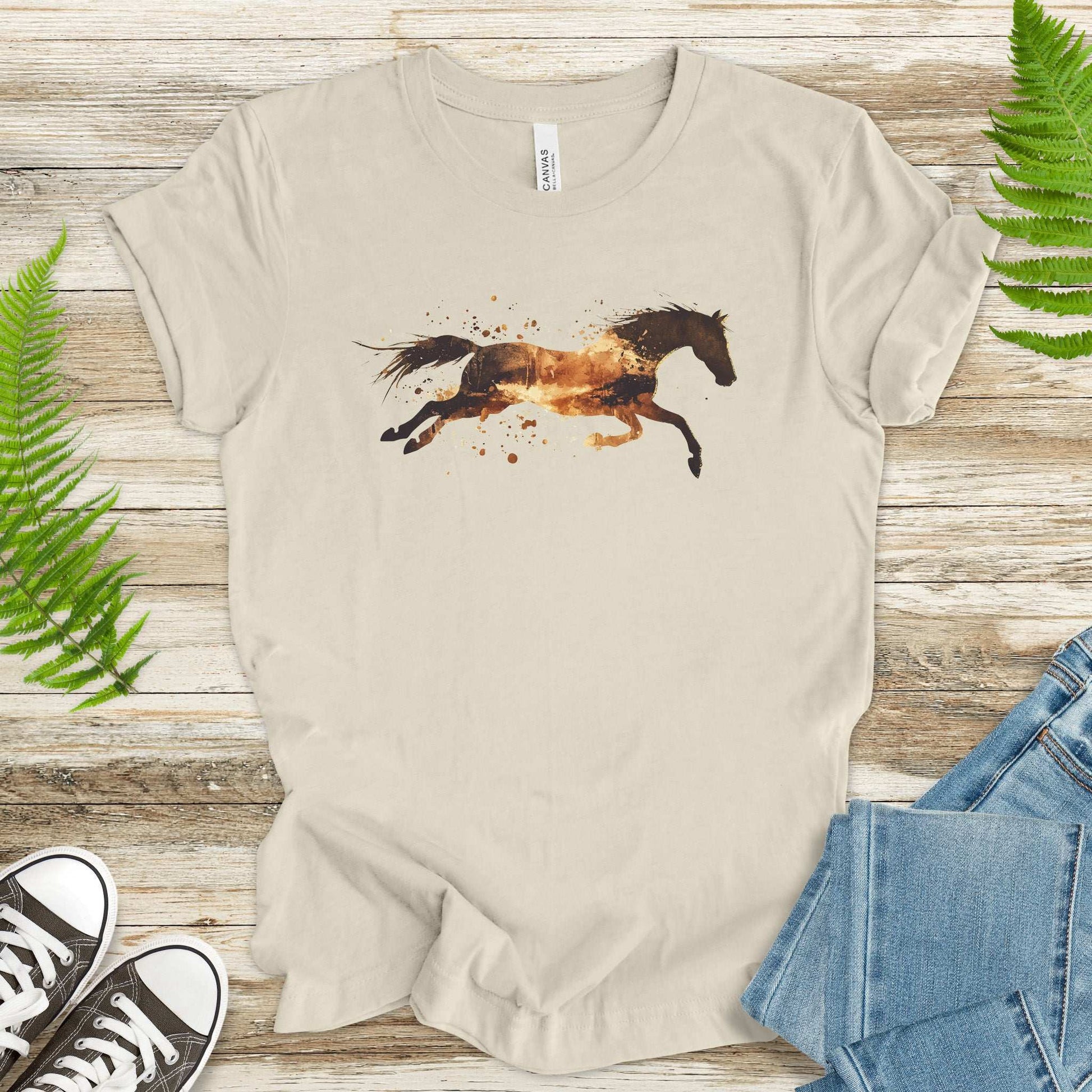 Watercolor Running Horse T-Shirt – Vintage Wild Mustang Tee