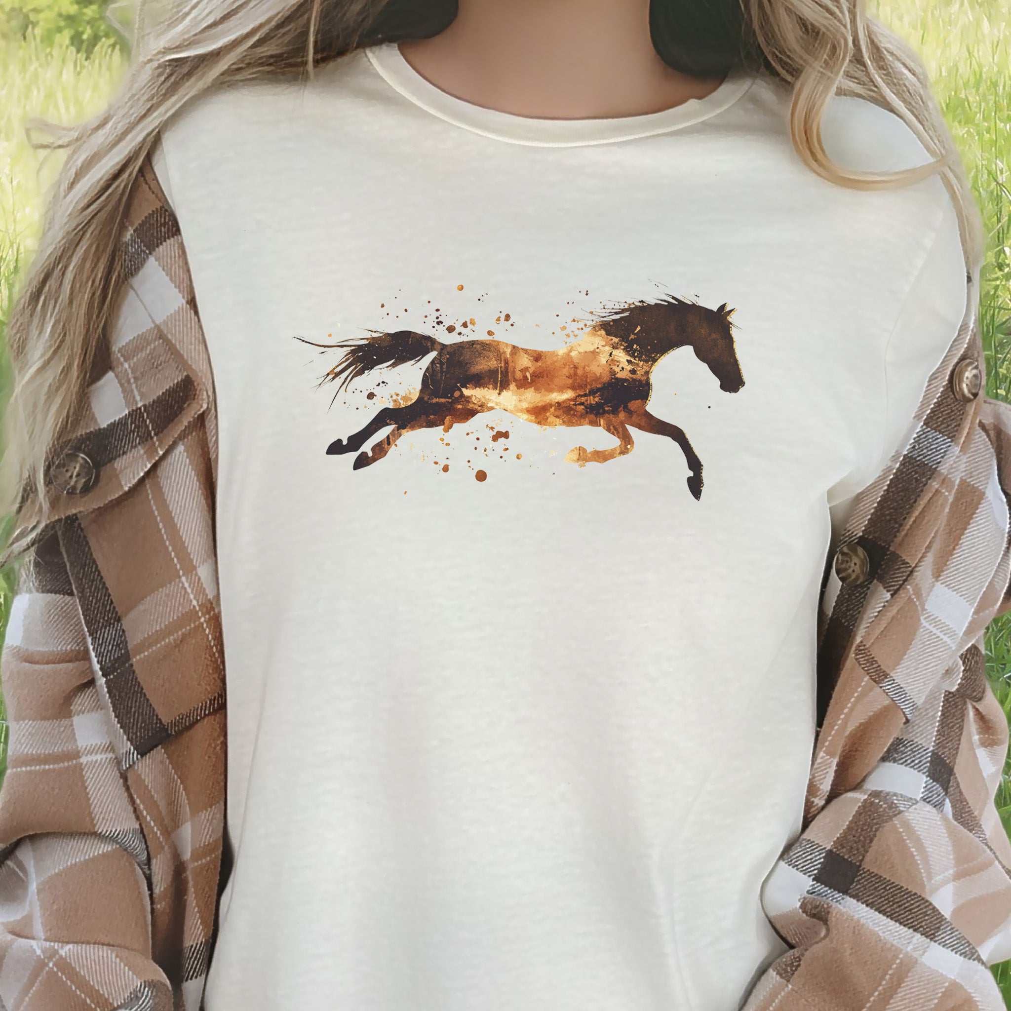 Watercolor Running Horse T-Shirt – Vintage Wild Mustang Tee