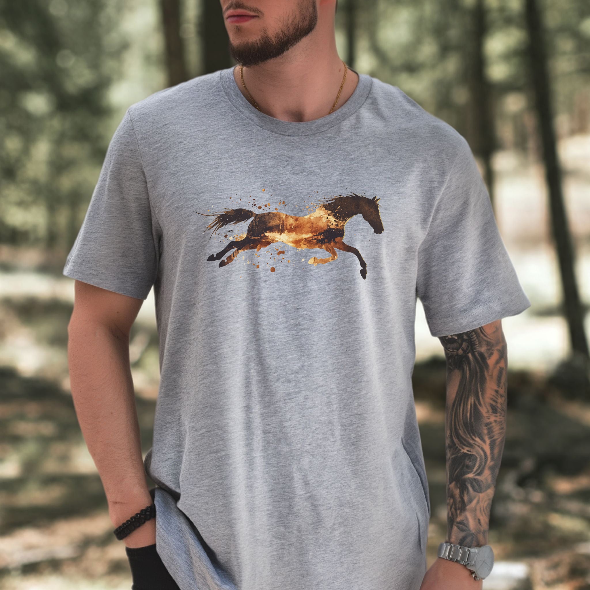Watercolor Running Horse T-Shirt – Vintage Wild Mustang Tee