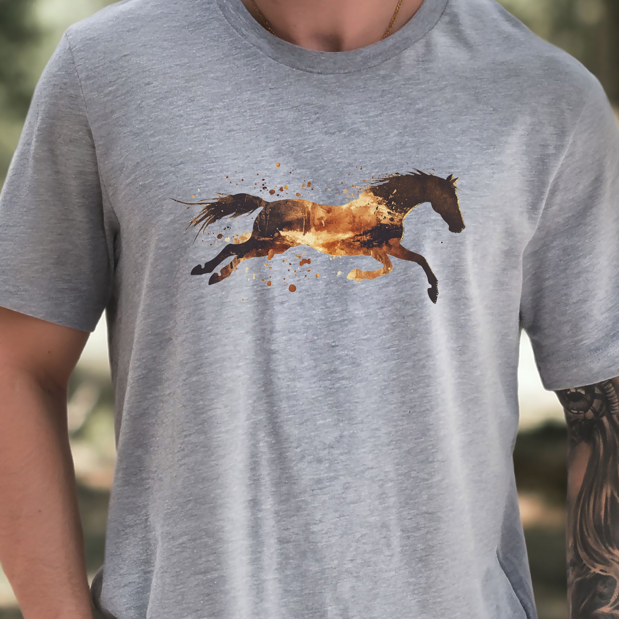 Watercolor Running Horse T-Shirt – Vintage Wild Mustang Tee