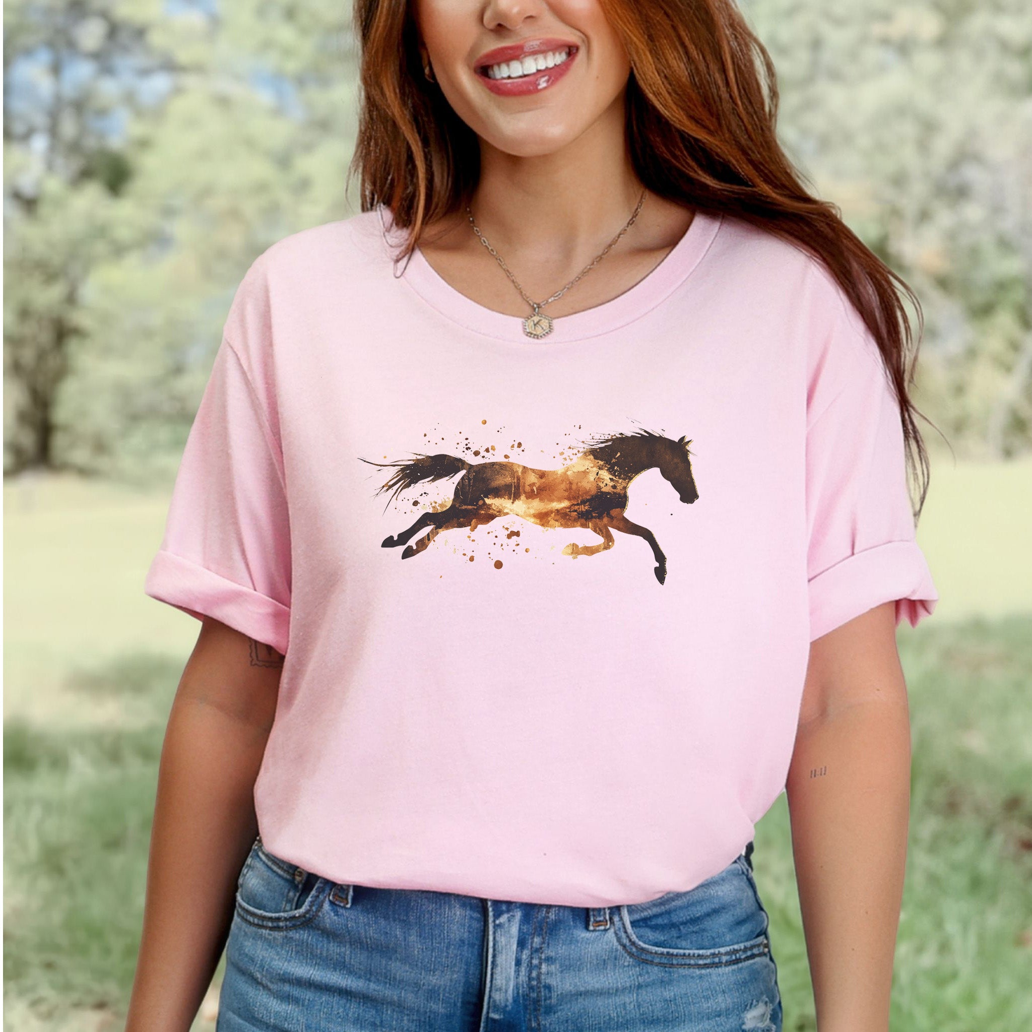 Watercolor Running Horse T-Shirt – Vintage Wild Mustang Tee