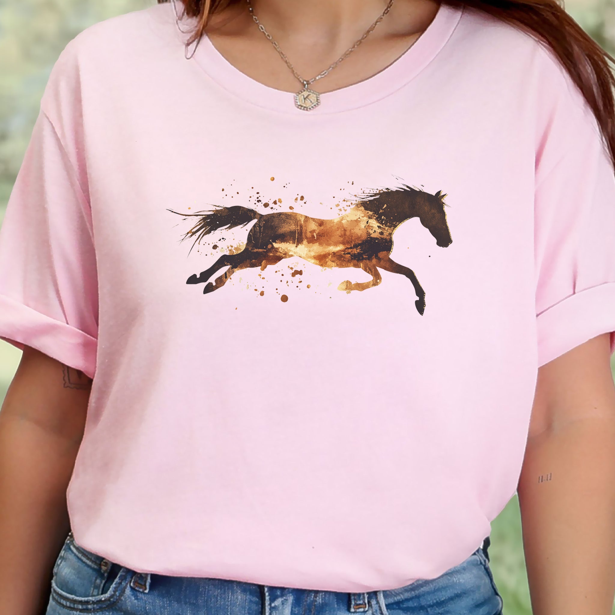 Watercolor Running Horse T-Shirt – Vintage Wild Mustang Tee