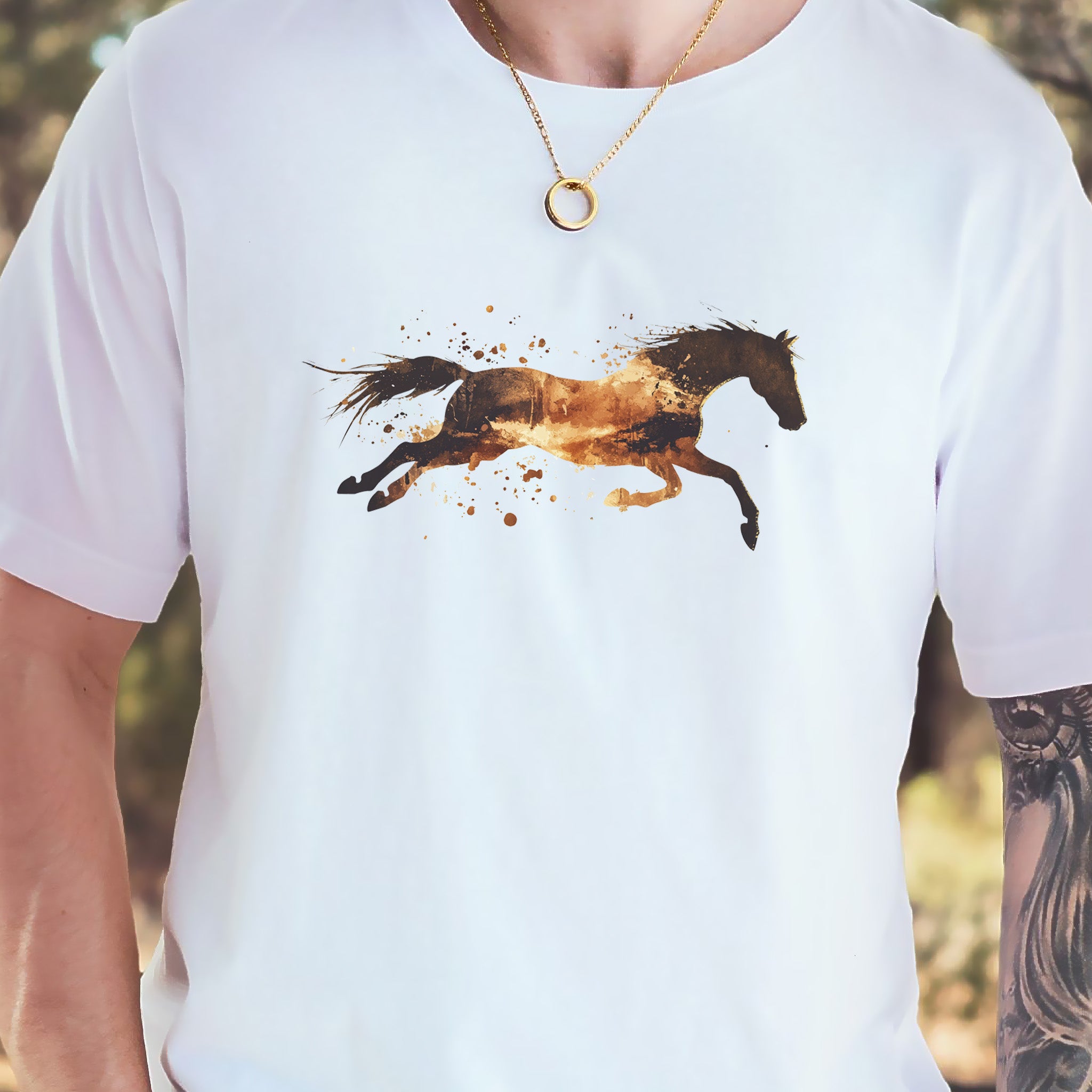 Watercolor Running Horse T-Shirt – Vintage Wild Mustang Tee