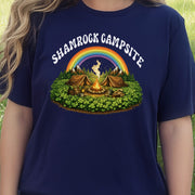 Shamrock Campsite T-Shirt – Rainbow Campfire Tee for St. Patrick’s Day