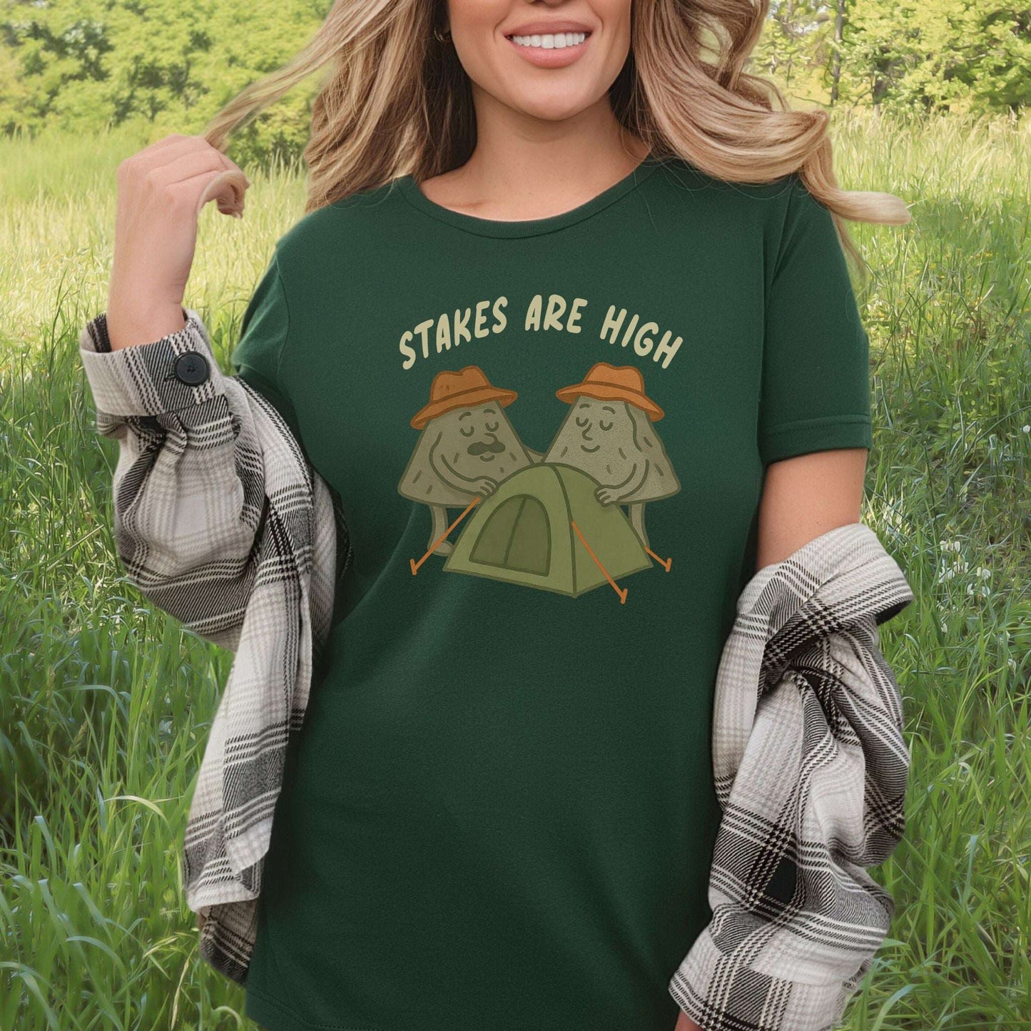 Stakes Are High Funny Mountain Camping T-Shirt