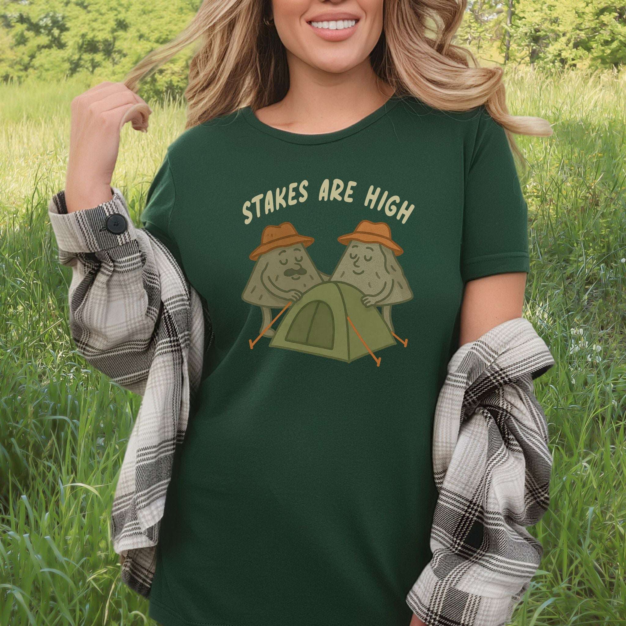 Stakes Are High Funny Mountain Camping T-Shirt