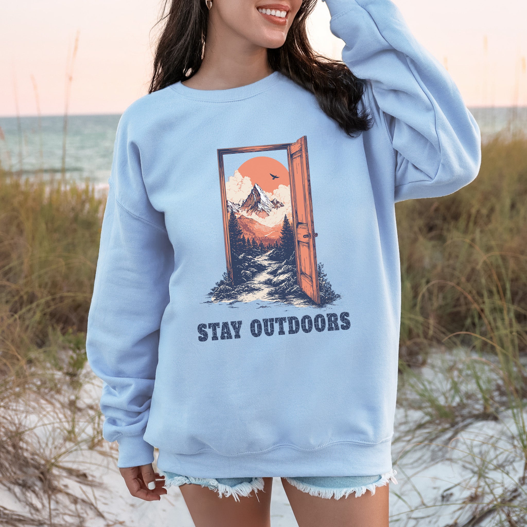 Stay Outdoors Vintage Mountain Doorway Adventure Sweatshirt
