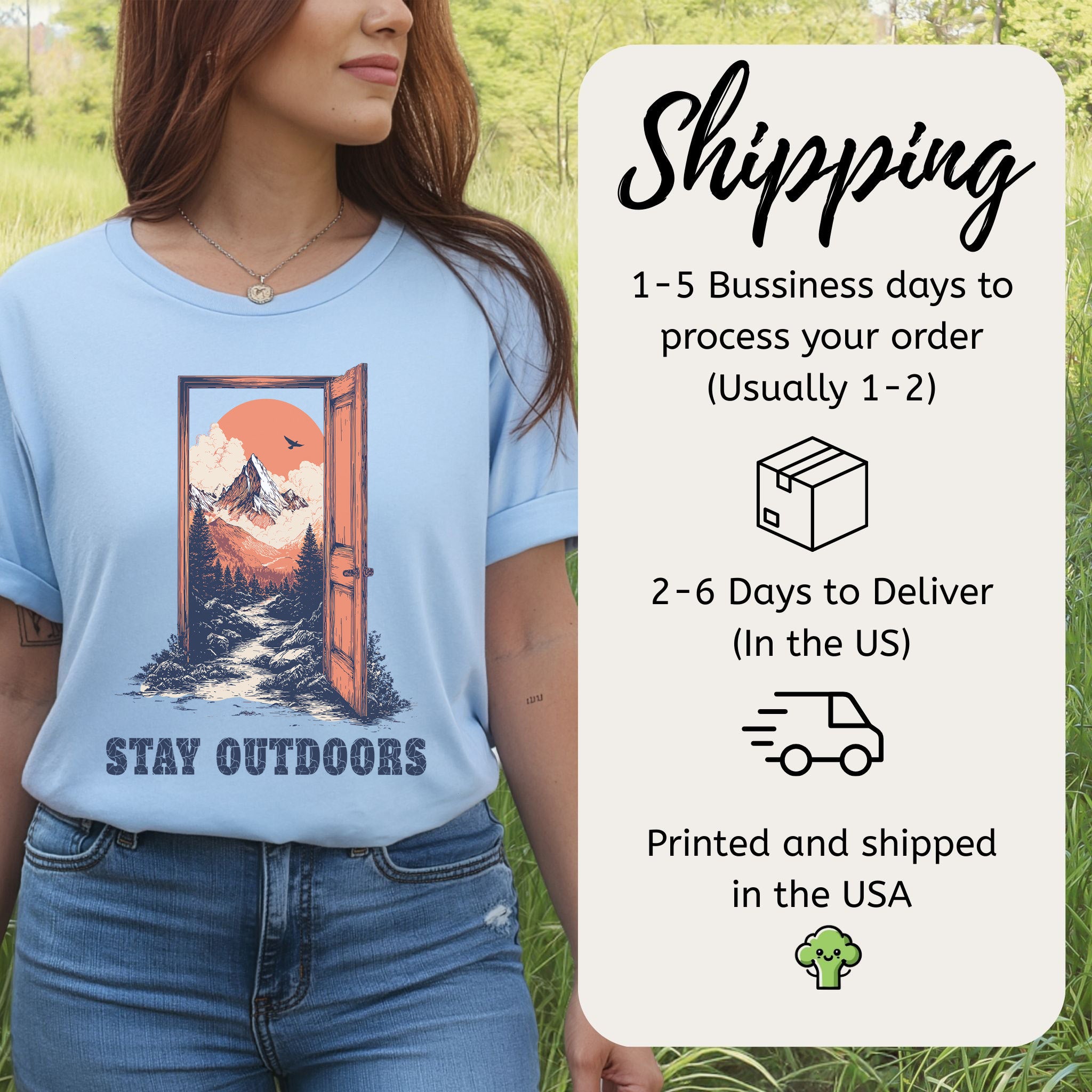 Stay Outdoors Vintage Mountain Doorway Adventure T-Shirt