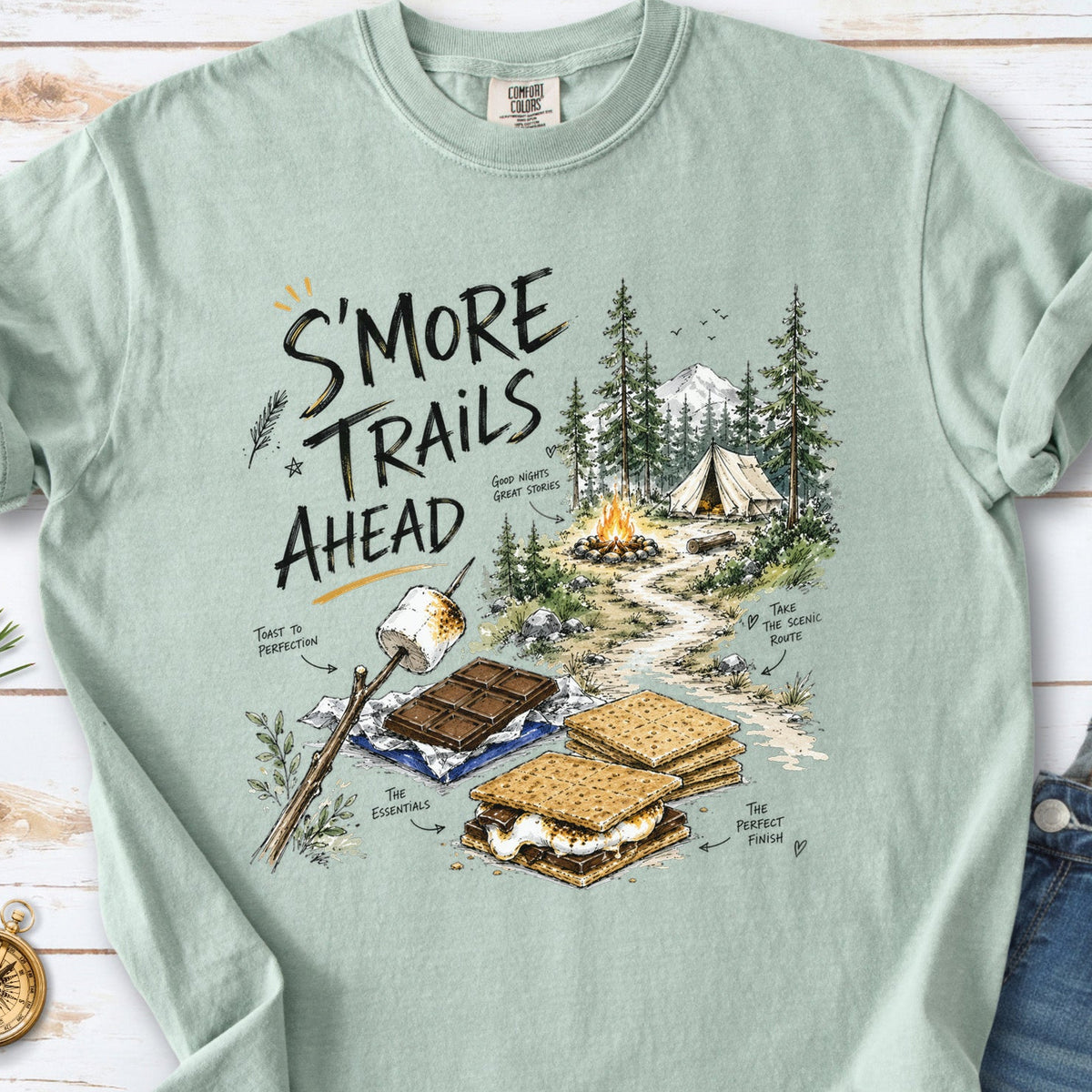 S’more Trails Ahead Comfort Colors Shirt – Camping Adventure T-Shirt