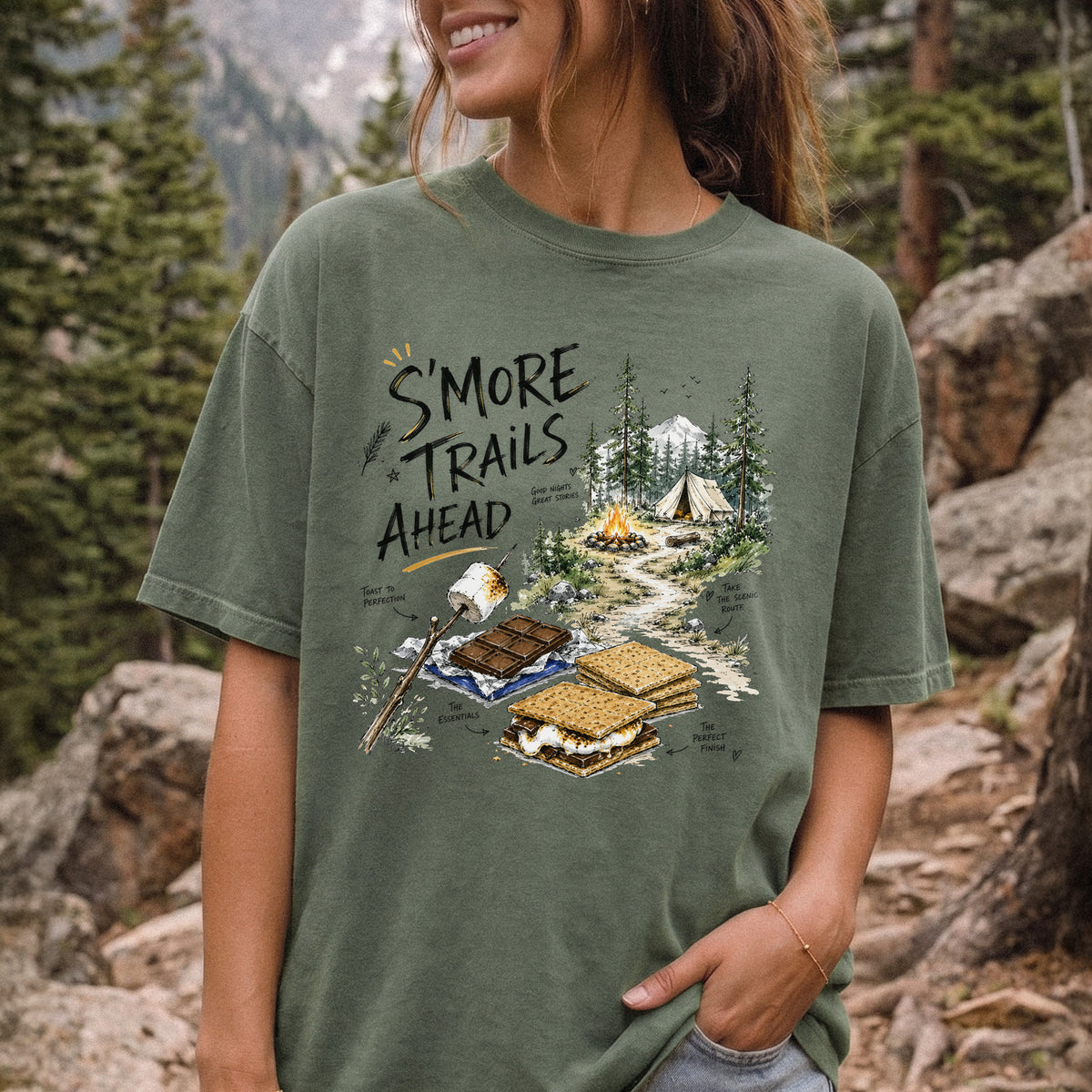 S’more Trails Ahead Comfort Colors Shirt – Camping Adventure T-Shirt