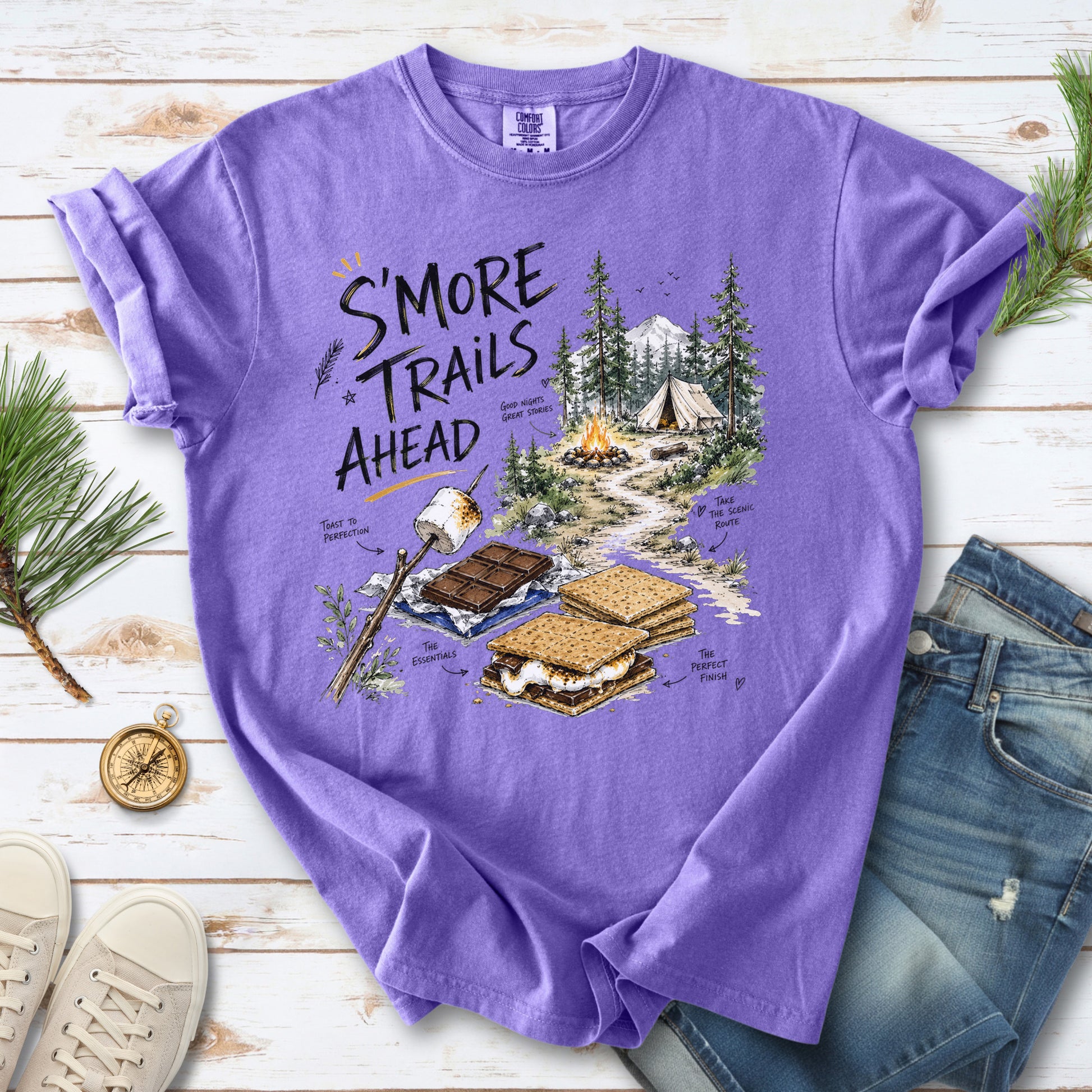 S’more Trails Ahead Comfort Colors Shirt – Camping Adventure T-Shirt