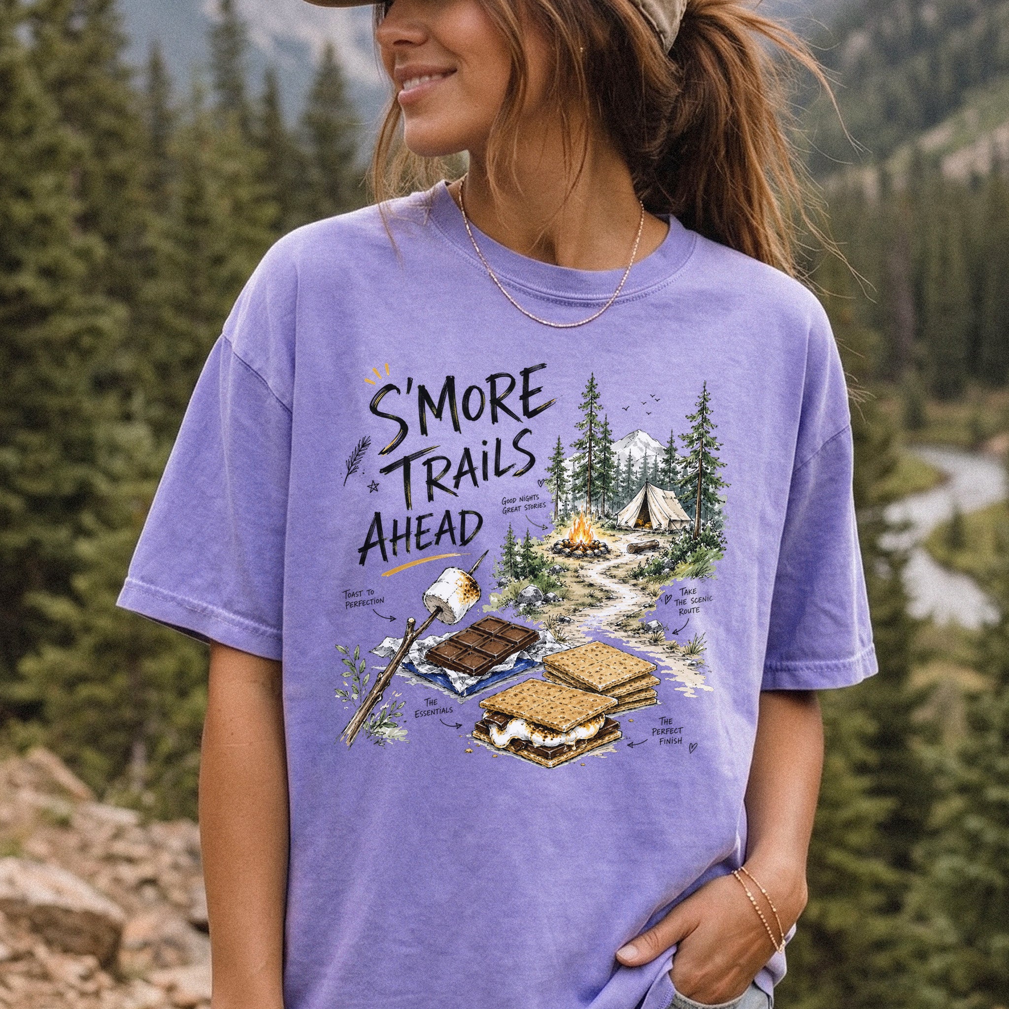 S’more Trails Ahead Comfort Colors Shirt – Camping Adventure T-Shirt