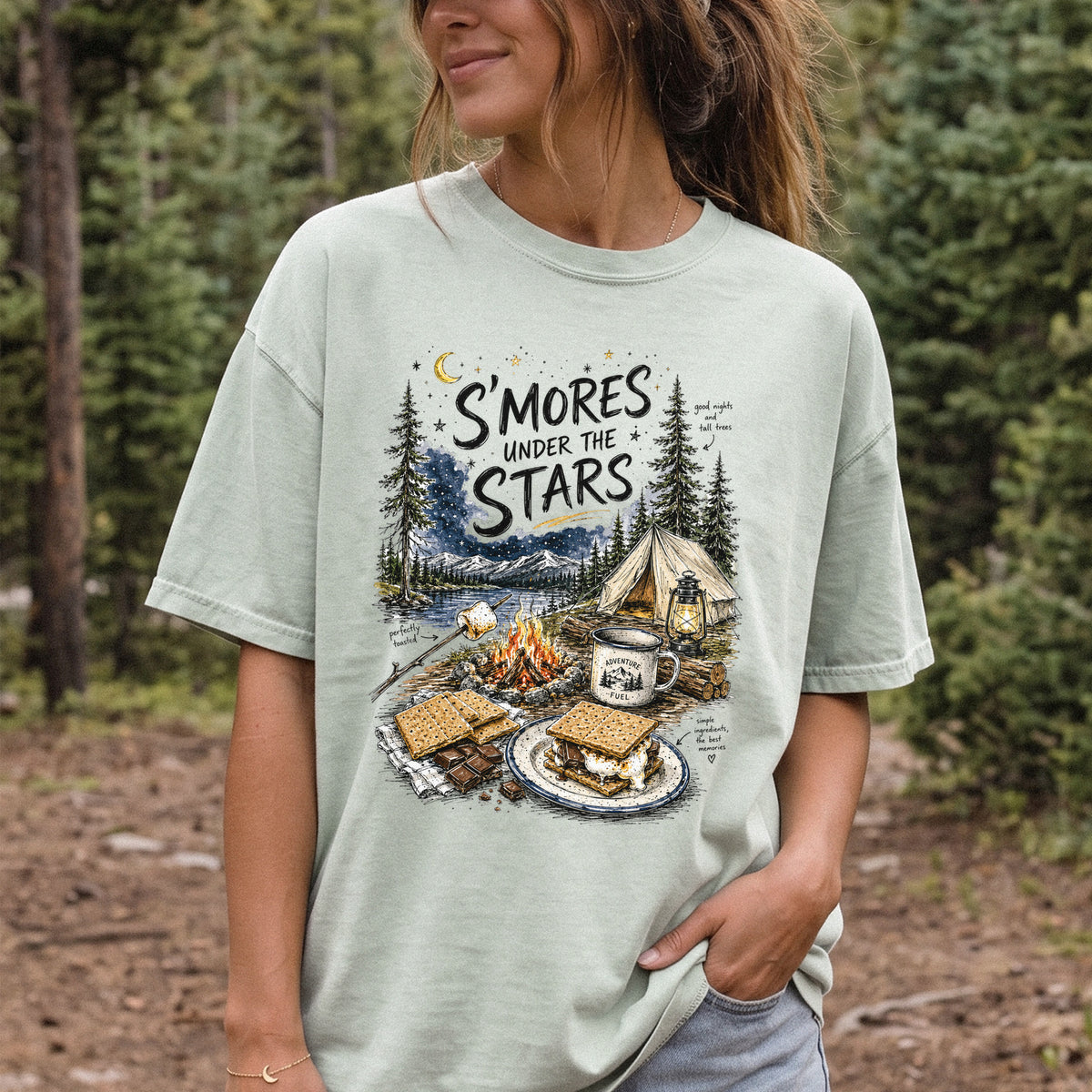 S’mores Under the Stars Comfort Colors Shirt – Campfire Nights Tee