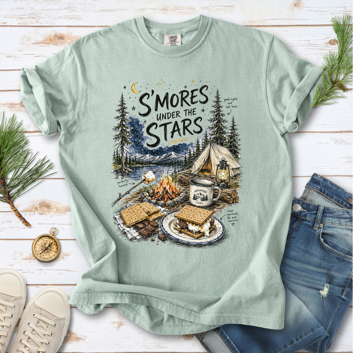 S’mores Under the Stars Comfort Colors Shirt – Campfire Nights Tee