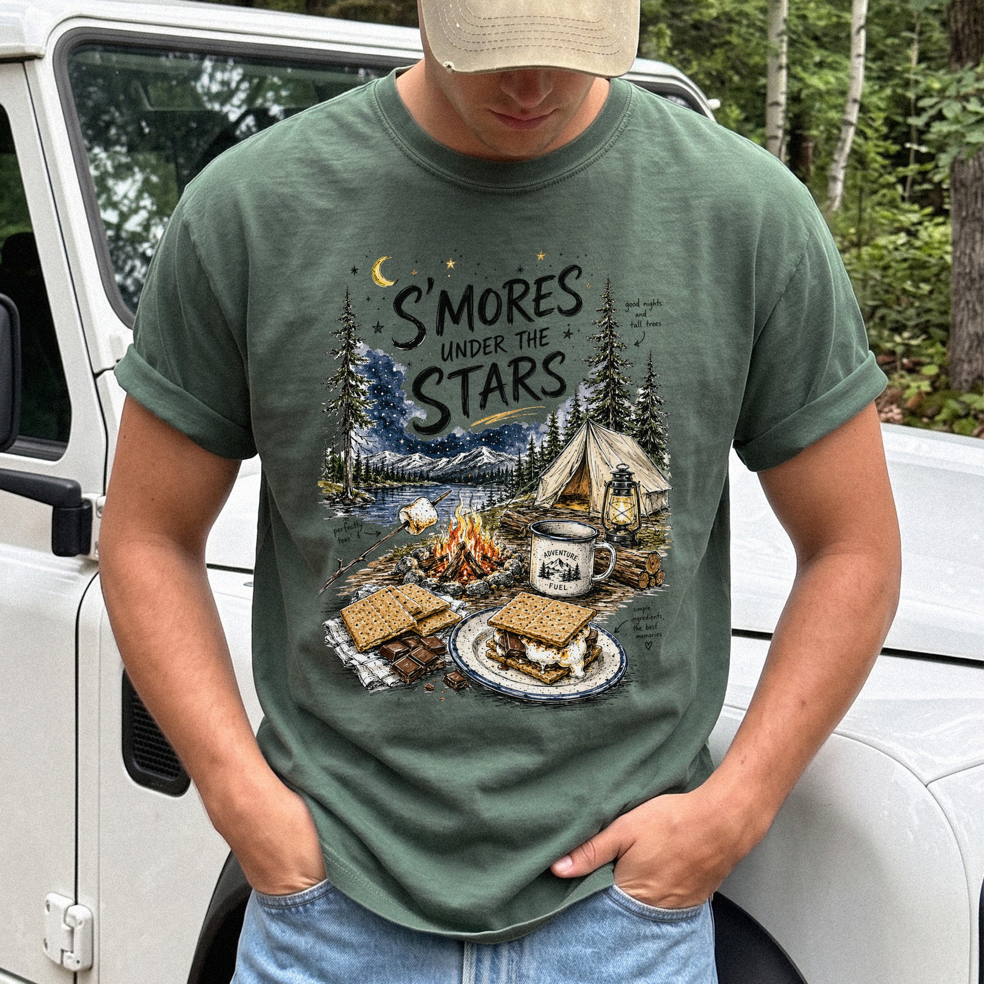 S’mores Under the Stars Comfort Colors Shirt – Campfire Nights Tee