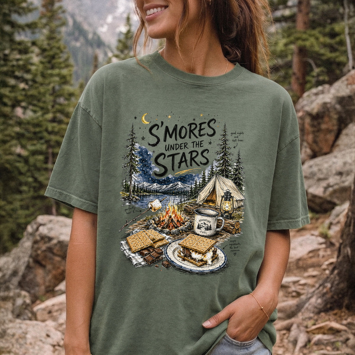 S’mores Under the Stars Comfort Colors Shirt – Campfire Nights Tee