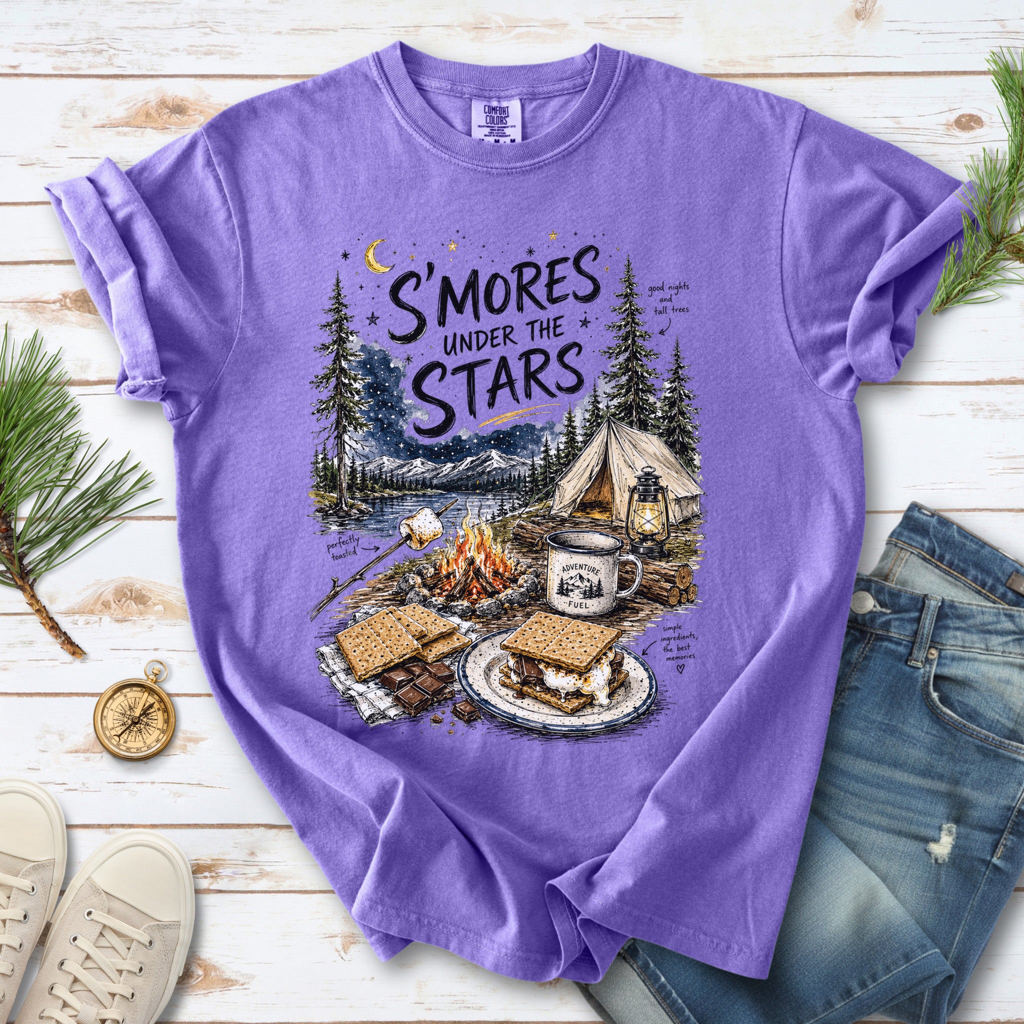 S’mores Under the Stars Comfort Colors Shirt – Campfire Nights Tee