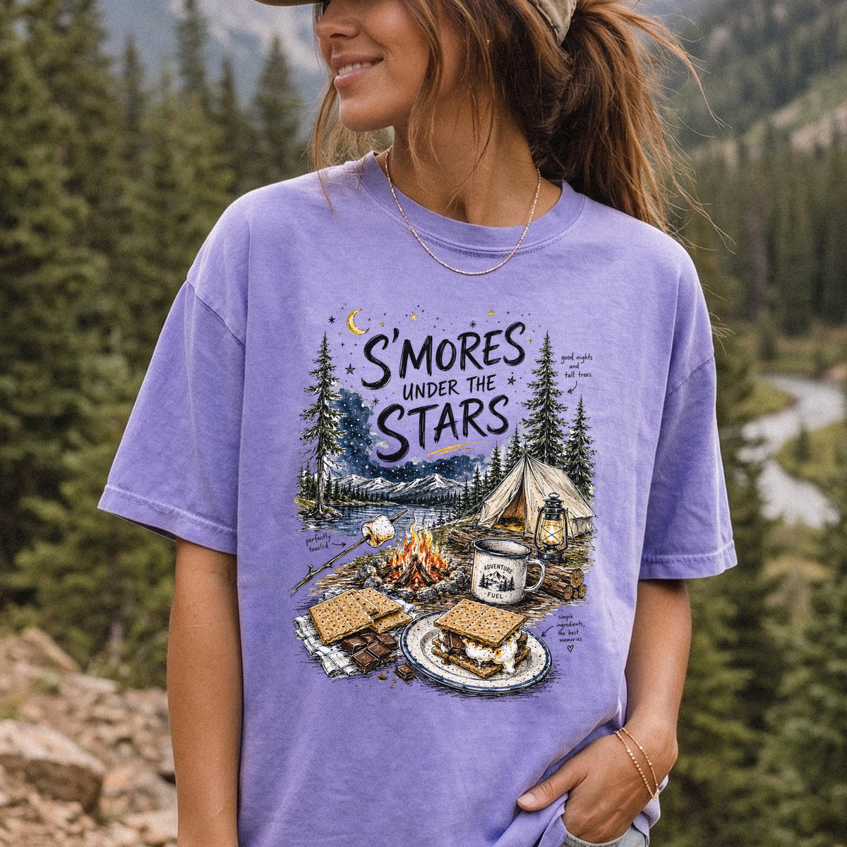 S’mores Under the Stars Comfort Colors Shirt – Campfire Nights Tee