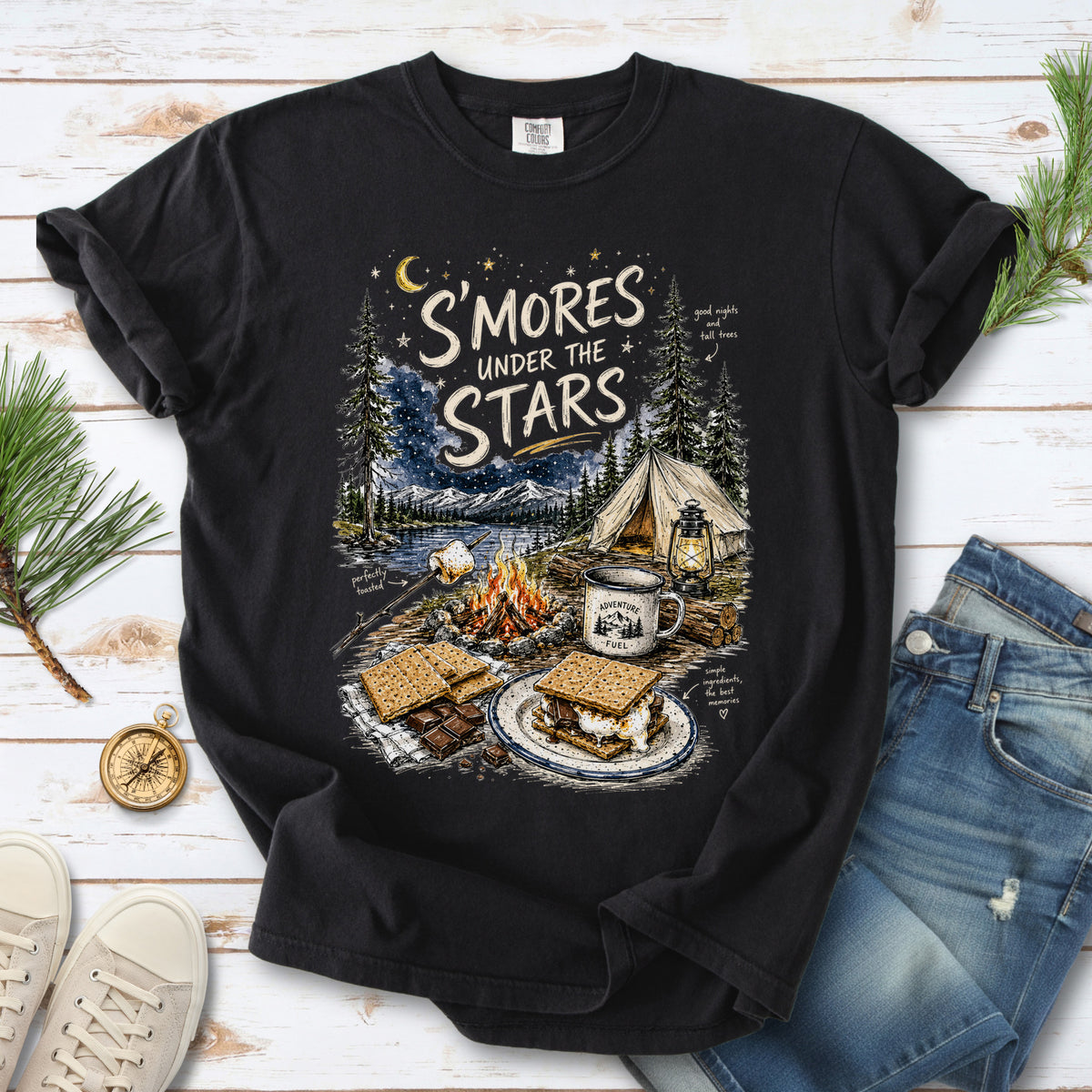 S’mores Under the Stars Comfort Colors Shirt – Campfire Nights Tee