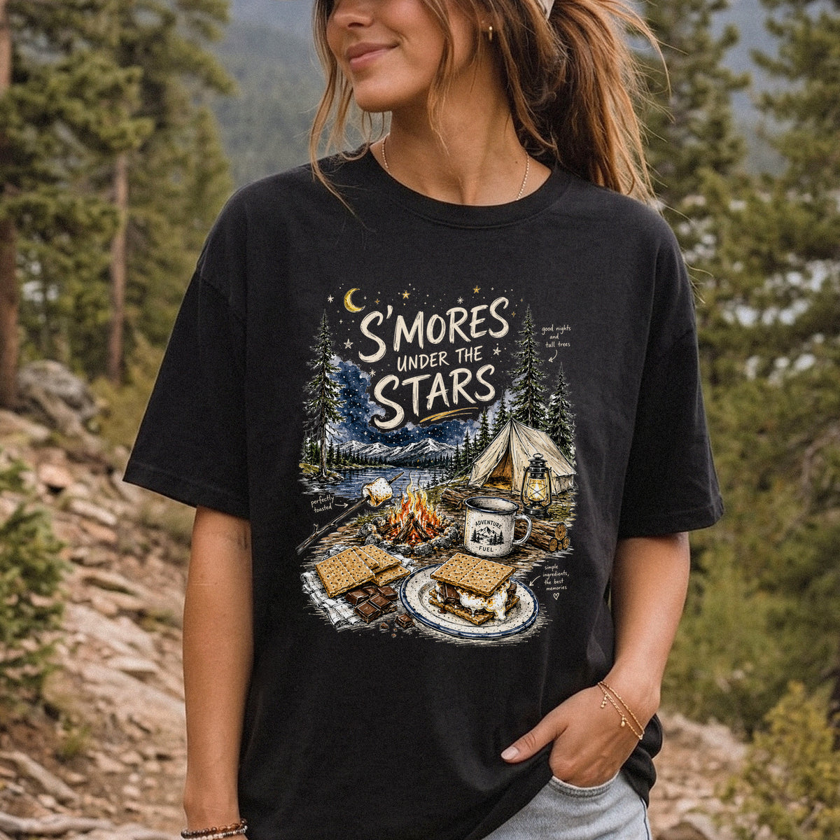 S’mores Under the Stars Comfort Colors Shirt – Campfire Nights Tee