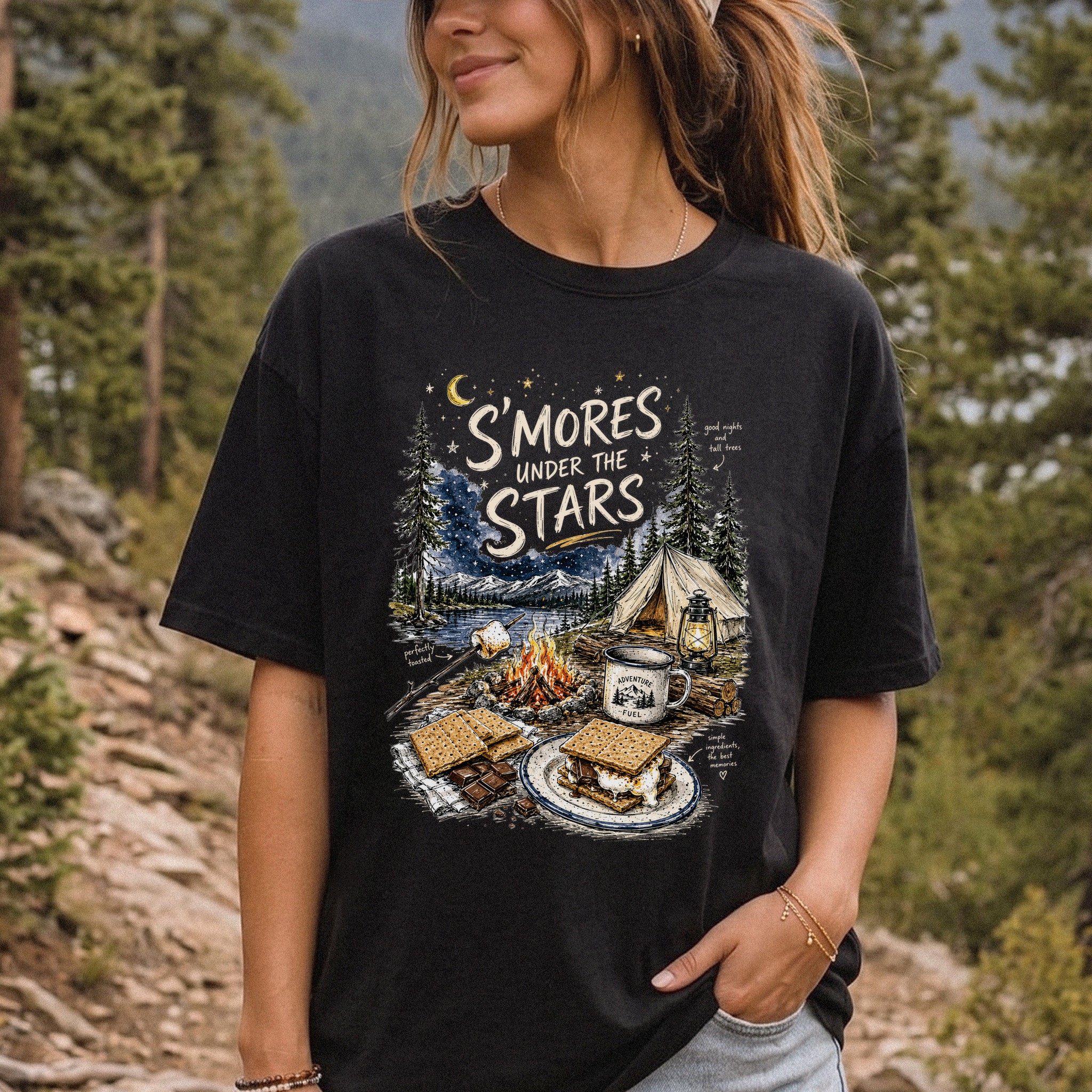 S’mores Under the Stars Comfort Colors Shirt – Campfire Nights Tee